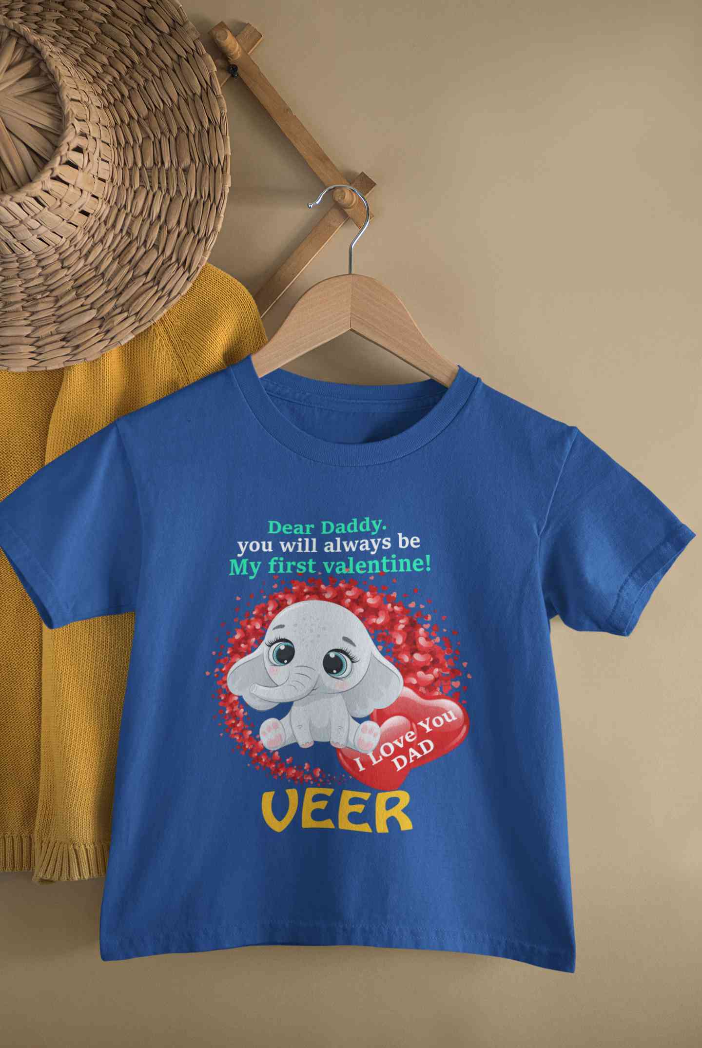 Custom Name Daddy Always Be My First Valentine Half Sleeves T-Shirt for Boy-FunkyTeesClub