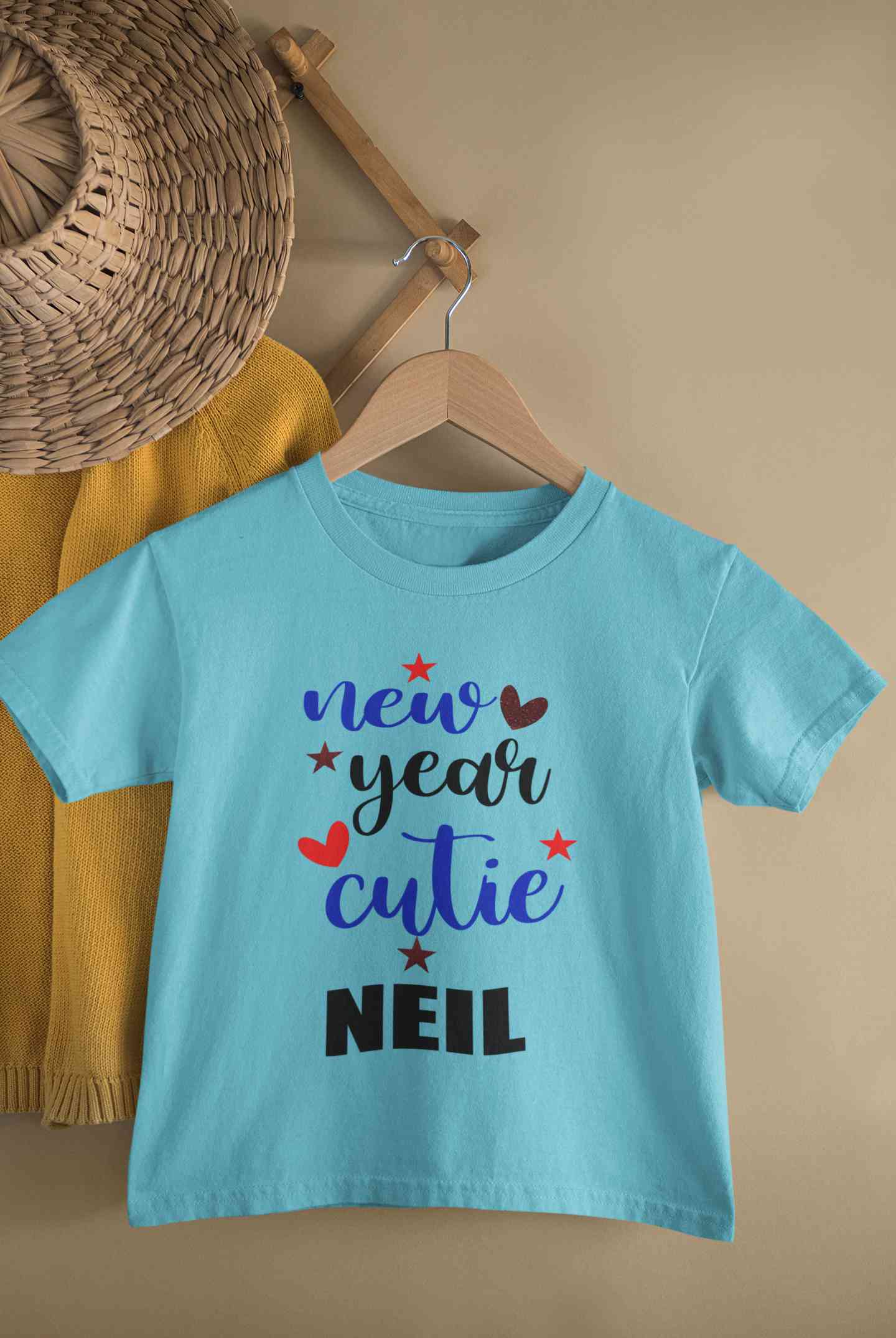 Customized Name New Year Cutie Half Sleeves T-Shirt for Boy-FunkyTeesClub