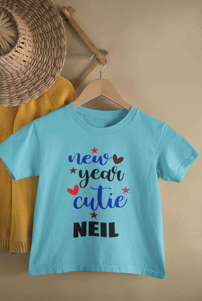 Customized Name New Year Cutie Half Sleeves T-Shirt for Boy-FunkyTeesClub
