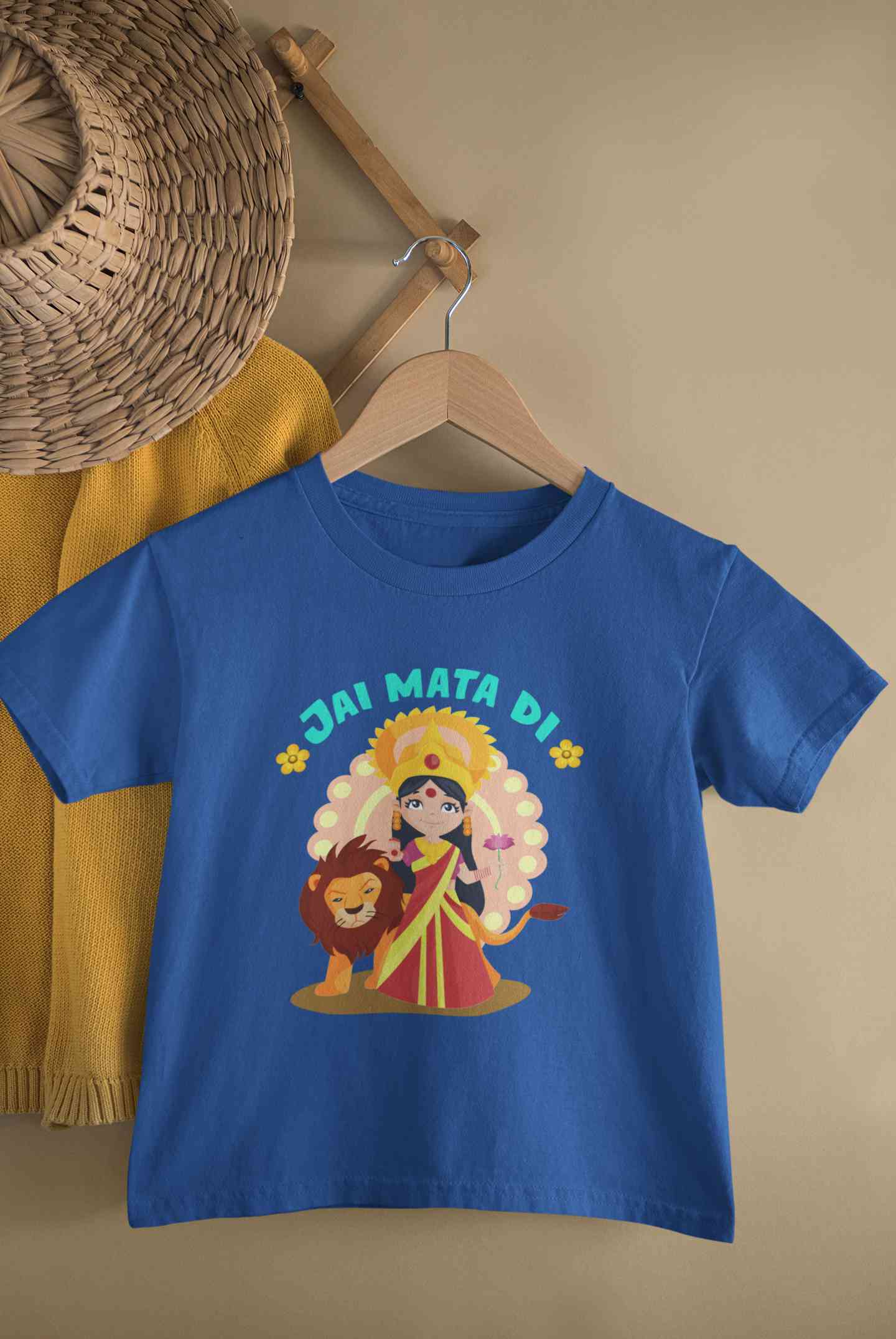 Jai Mata Di Navratri Half Sleeves T-Shirt For Girls -FunkyTeesClub