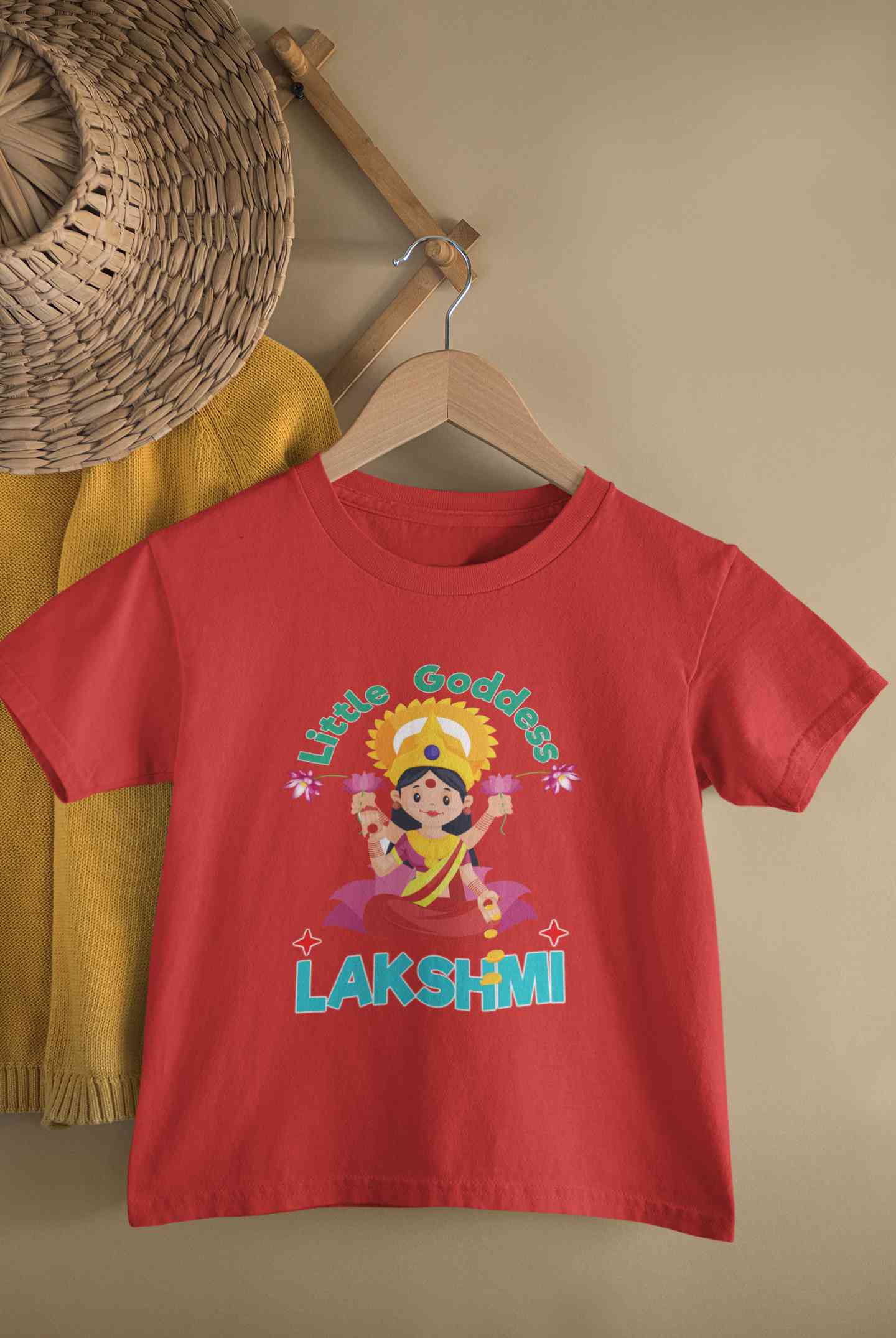 Custom Name Little Goddess Navratri Half Sleeves T-Shirt For Girls -FunkyTeesClub
