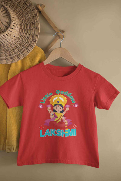 Custom Name Little Goddess Navratri Half Sleeves T-Shirt For Girls -FunkyTeesClub