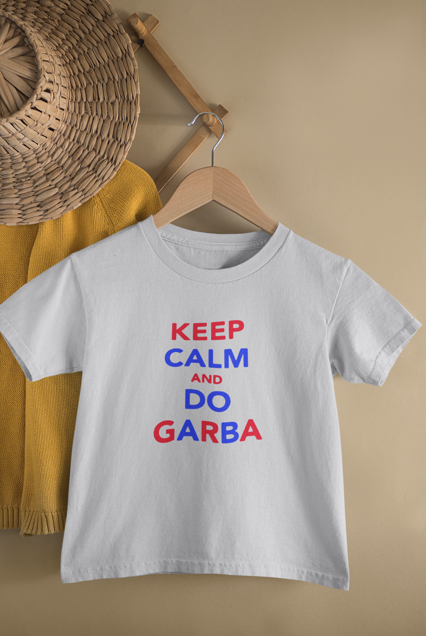 Keep Clam And Do Garba Half Sleeves T-Shirt for Boy-FunkyTeesClub