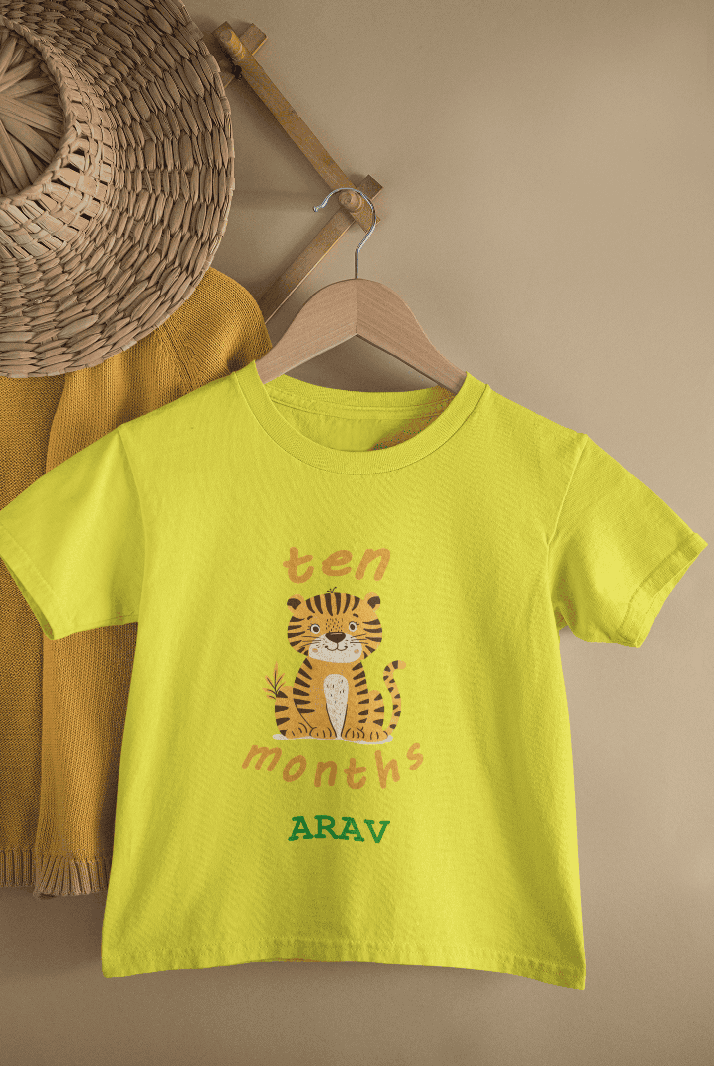 Custom Name Ten Months Birthday Half Sleeves T-Shirt for Boys -FunkyTeesClub