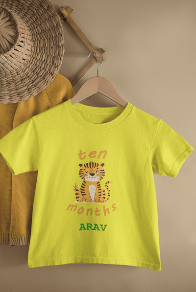 Custom Name Ten Months Birthday Half Sleeves T-Shirt for Boys -FunkyTeesClub