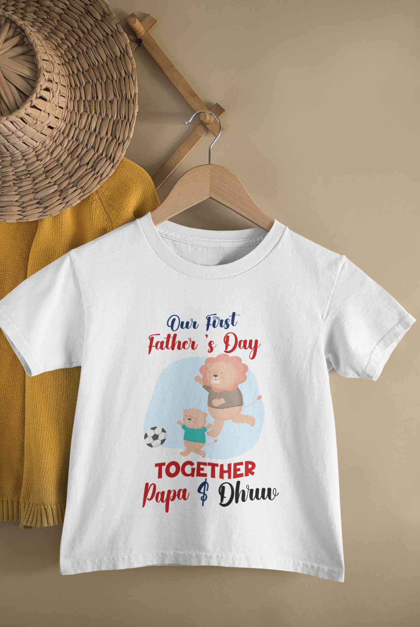 Custom Name Our First Father Day Half Sleeves T-Shirt for Boy-FunkyTeesClub