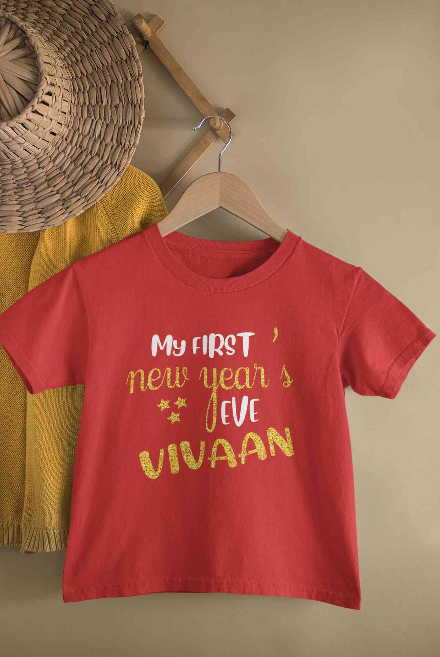 Customized Name My First New Year Half Sleeves T-Shirt for Boy-FunkyTeesClub