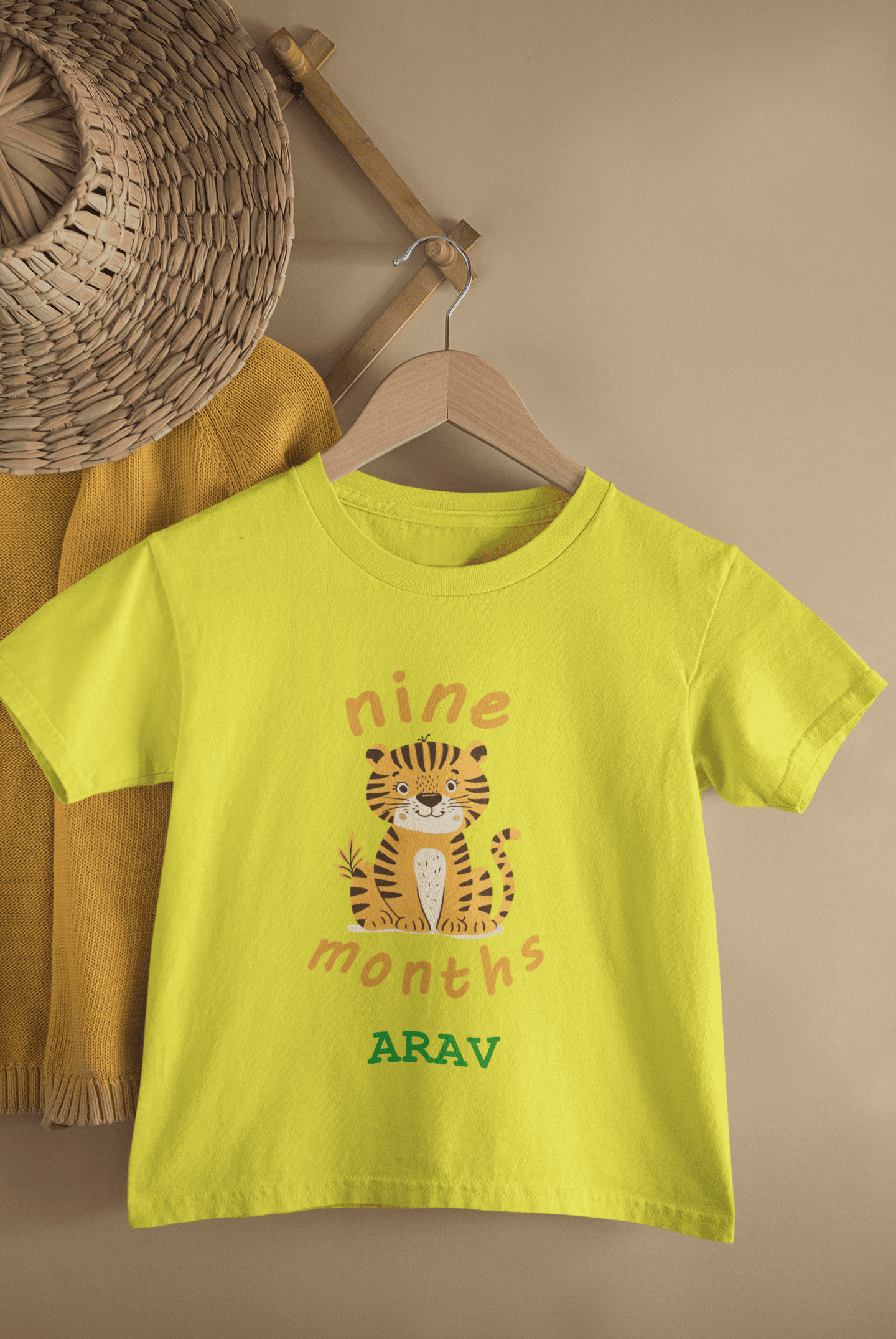 Custom Name Nine Months Birthday Half Sleeves T-Shirt for Boys -FunkyTeesClub