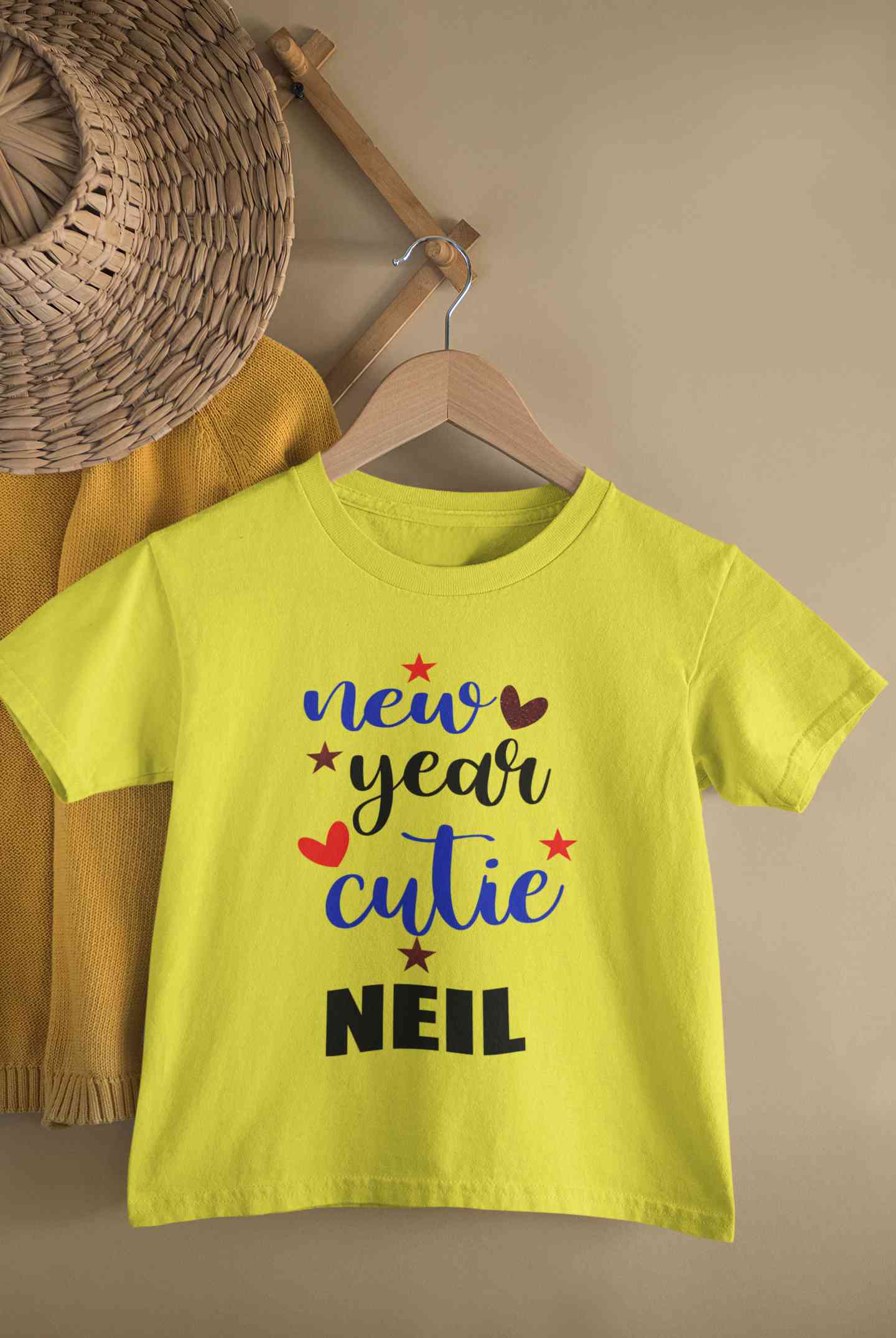 Customized Name New Year Cutie Half Sleeves T-Shirt for Boy-FunkyTeesClub