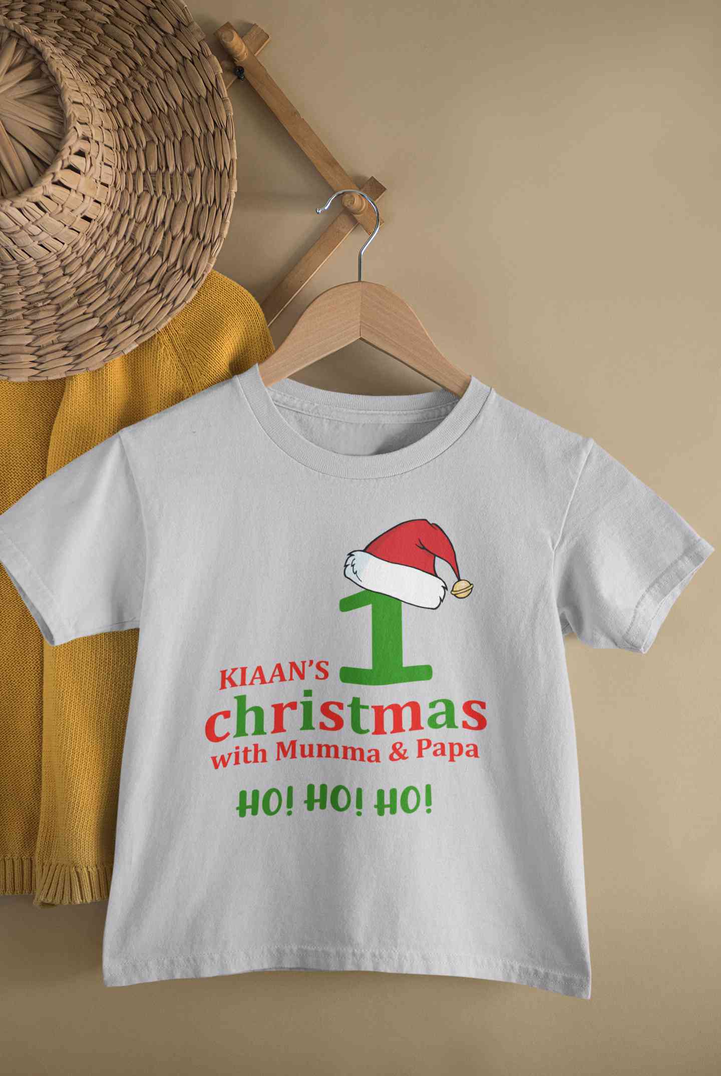 Customized Name 1st Christmas With Mumma & Papa Half Sleeves T-Shirt for Boy-FunkyTeesClub