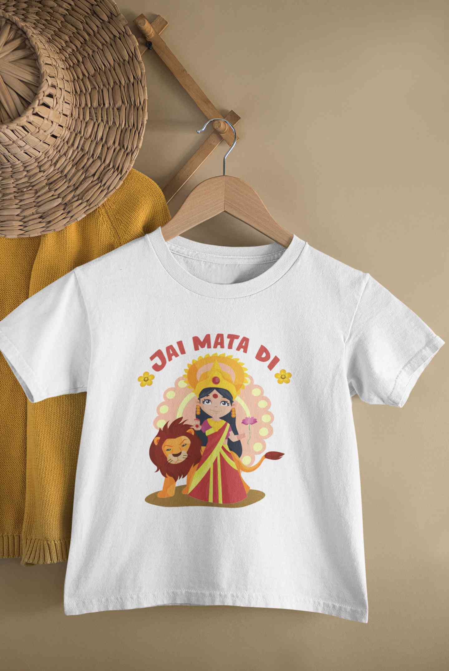 Jai Mata Di Navratri Half Sleeves T-Shirt For Girls -FunkyTeesClub