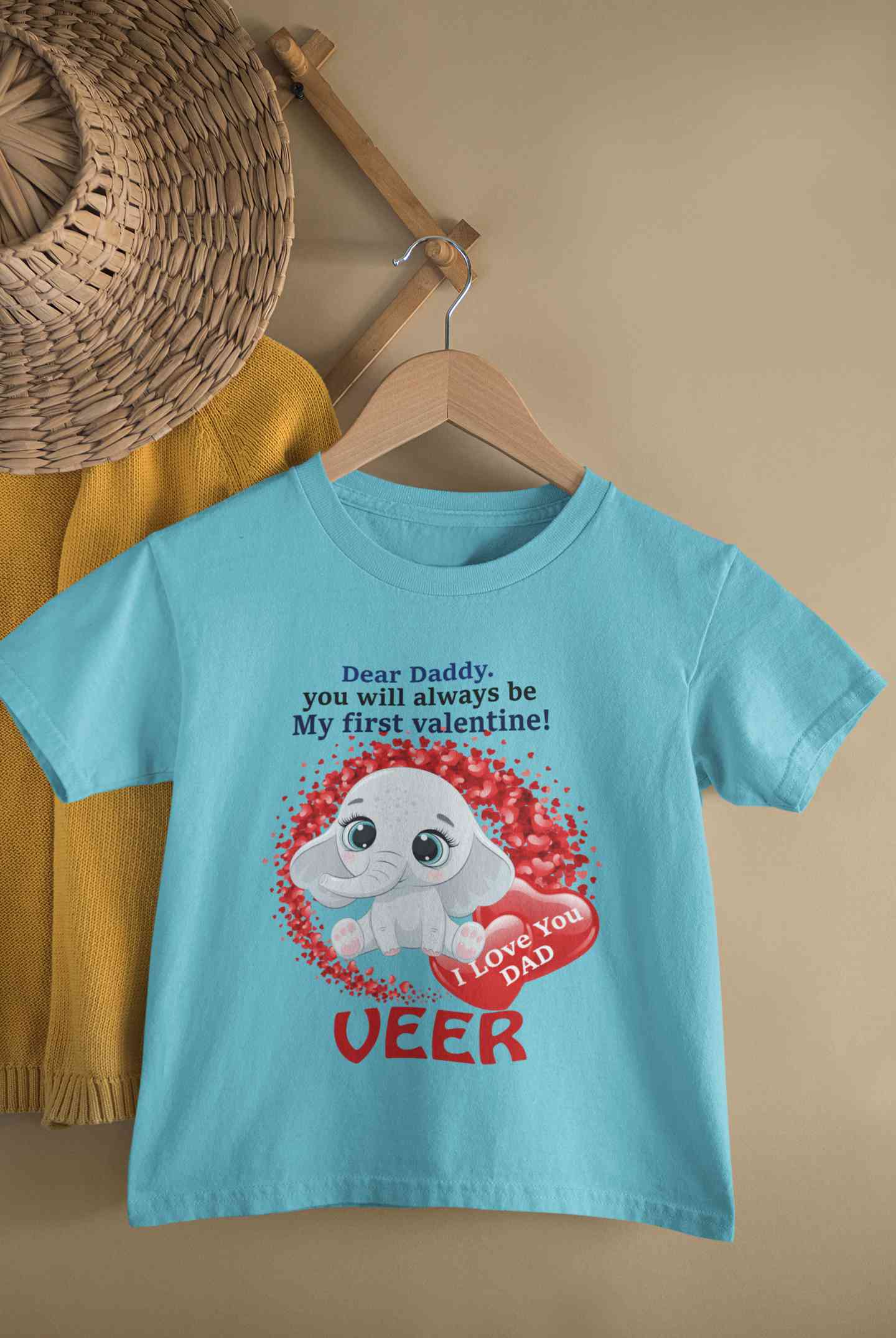 Custom Name Daddy Always Be My First Valentine Half Sleeves T-Shirt for Boy-FunkyTeesClub