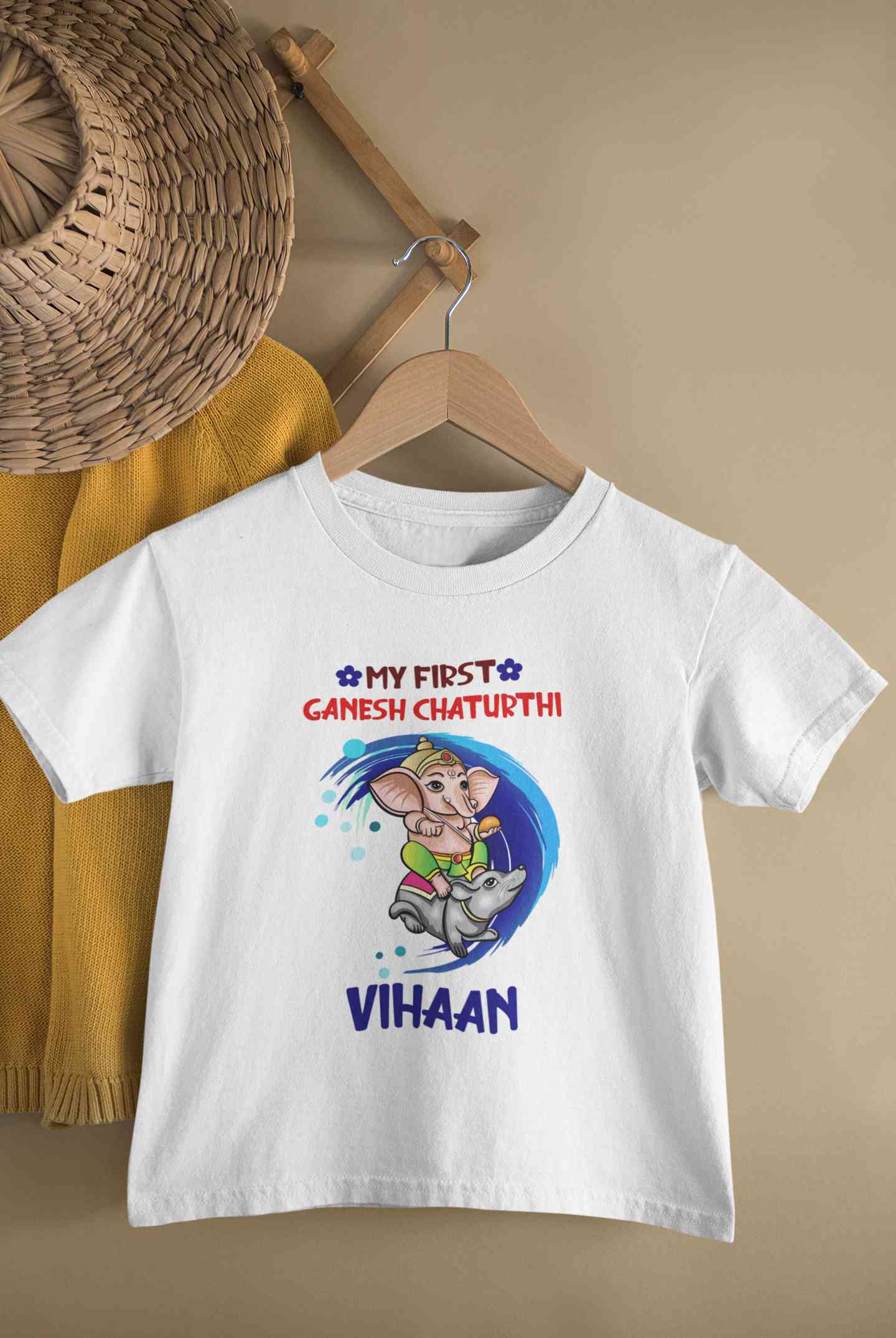 My First Ganesh Chaturthi Half Sleeves T-Shirt for Boy-FunkyTeesClub