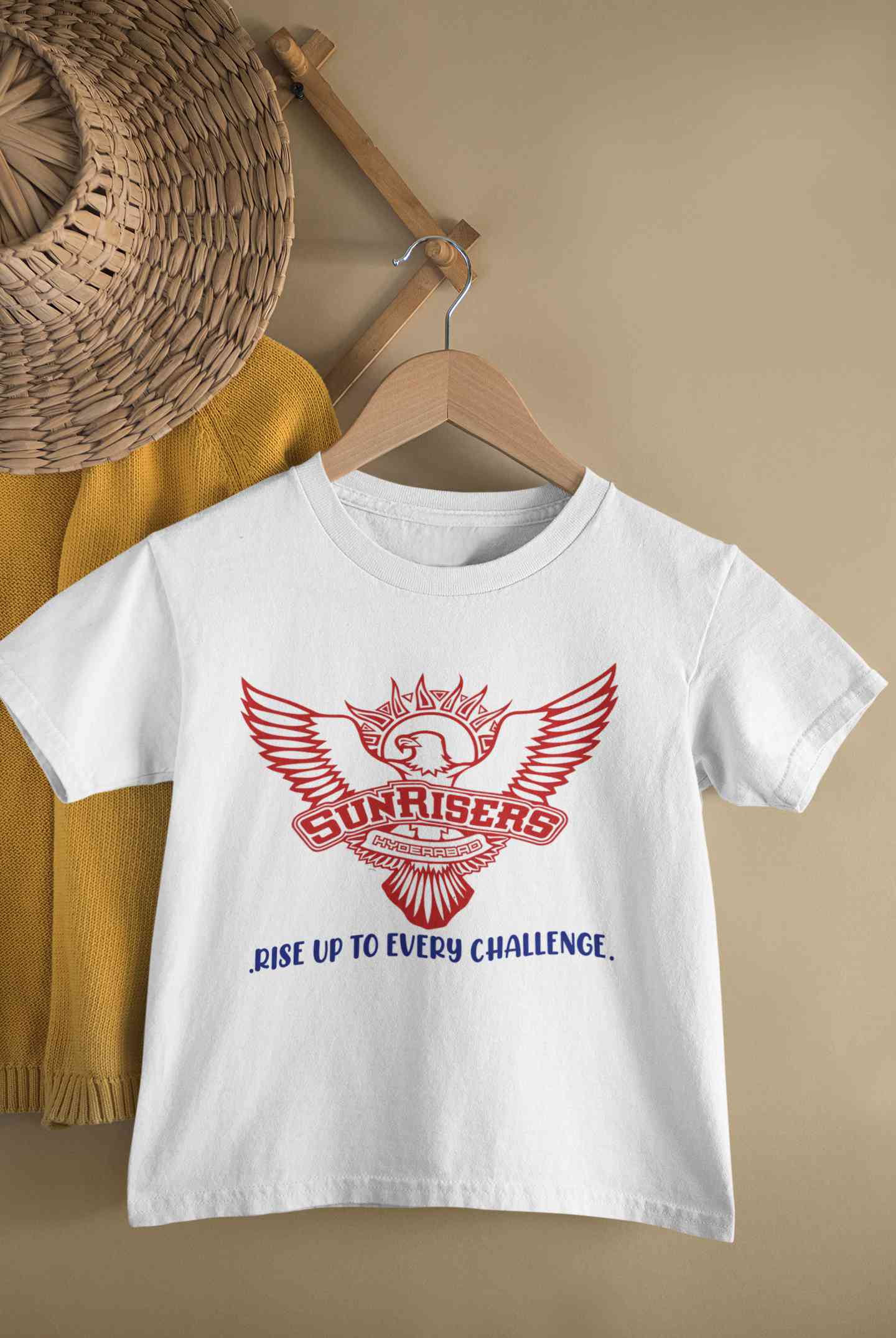 Custom Name IPL SRH Sunrisers Hyderabad Little Fan Half Sleeves T-Shirt for Boy-FunkyTeesClub