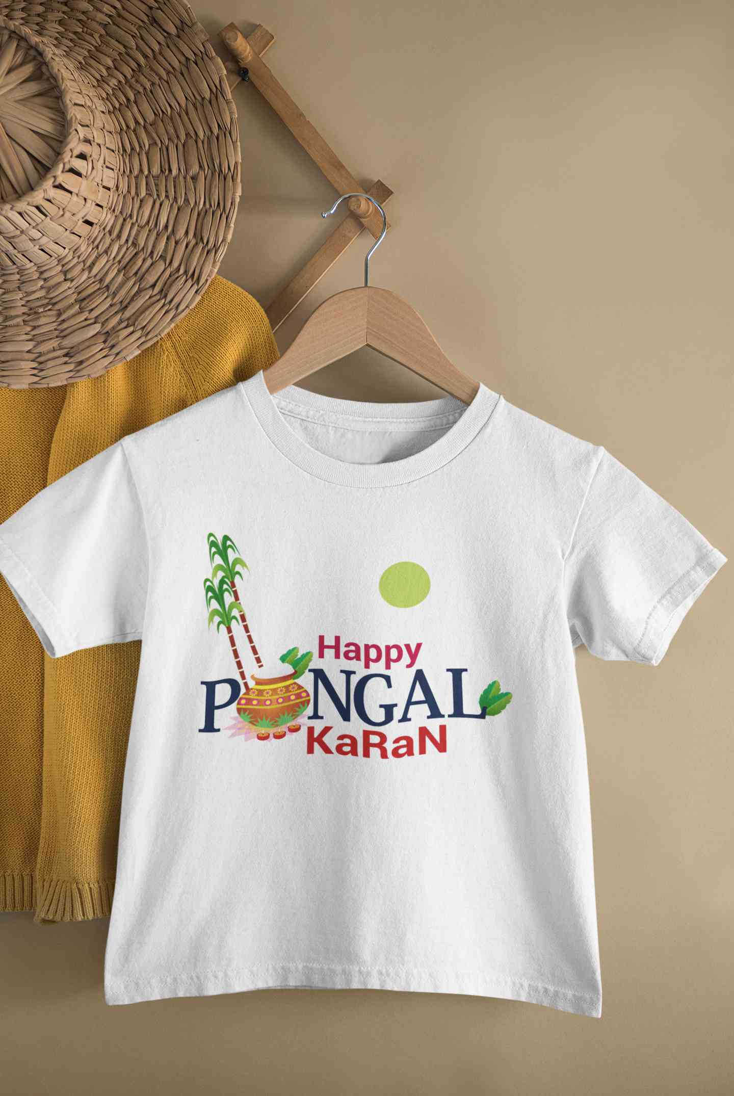 Custom Name Happy Pongal Half Sleeves T-Shirt for Boy-FunkyTeesClub