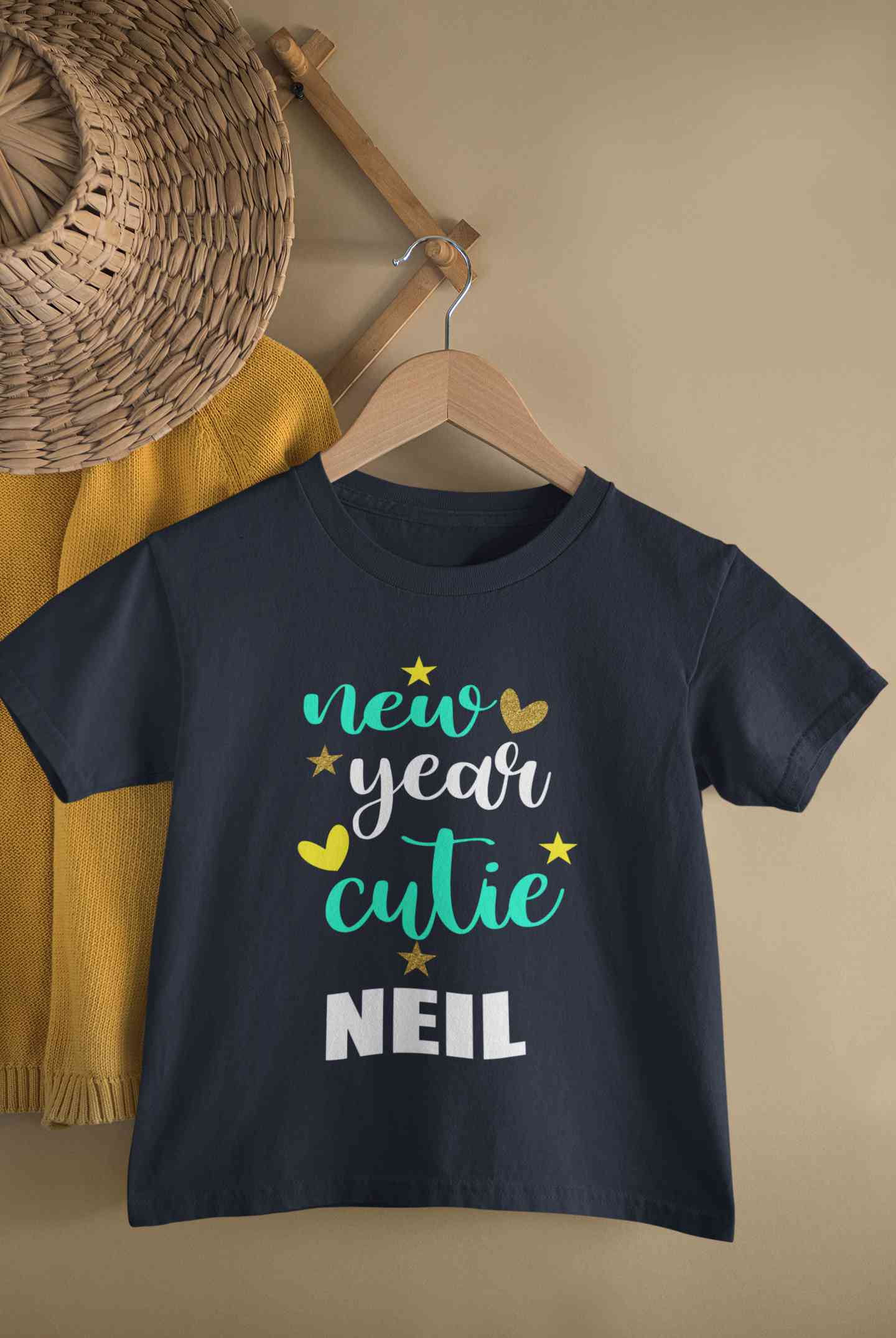 Customized Name New Year Cutie Half Sleeves T-Shirt for Boy-FunkyTeesClub