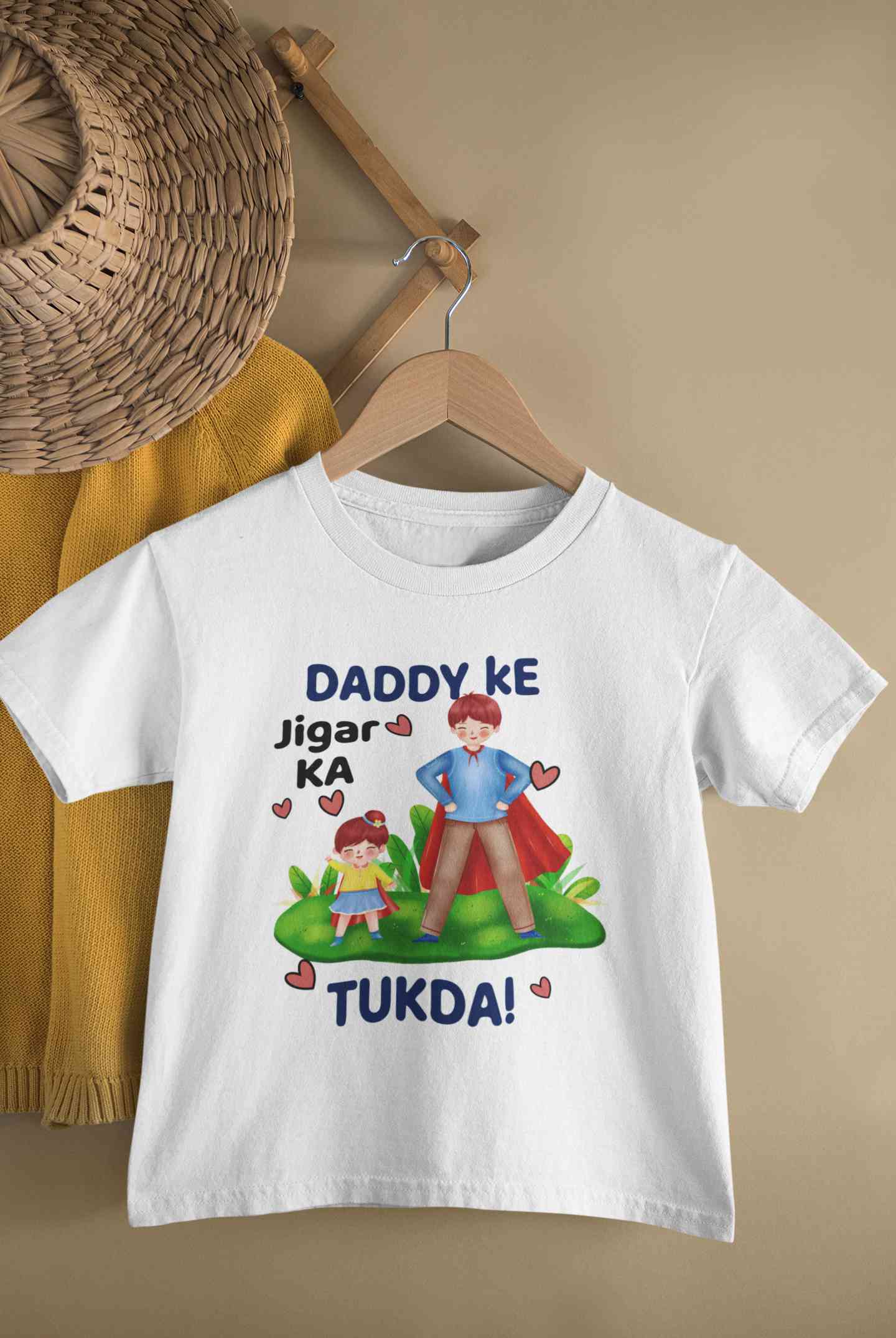 Daddy Ke Jigar Ka Tukda Fathers Day Half Sleeves T-Shirt For Girls -FunkyTeesClub