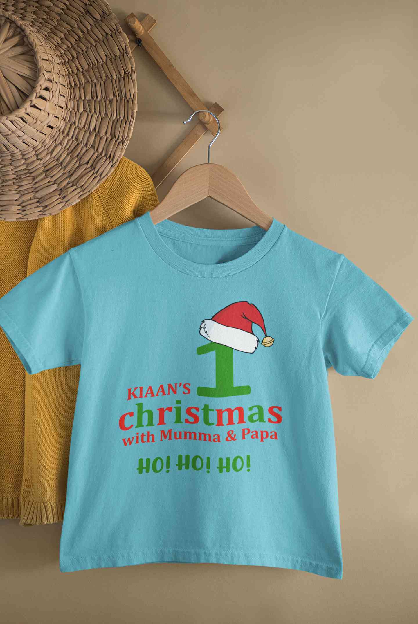 Customized Name 1st Christmas With Mumma & Papa Half Sleeves T-Shirt for Boy-FunkyTeesClub