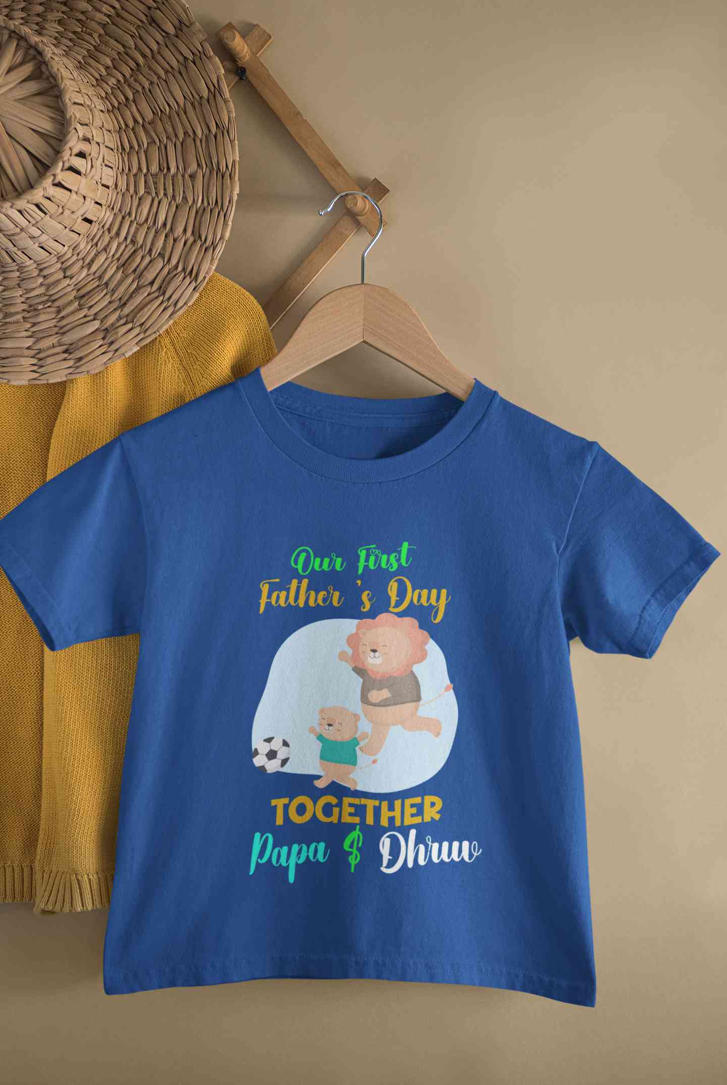 Custom Name Our First Father Day Half Sleeves T-Shirt for Boy-FunkyTeesClub