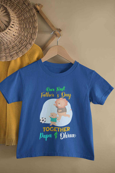 Custom Name Our First Father Day Half Sleeves T-Shirt for Boy-FunkyTeesClub