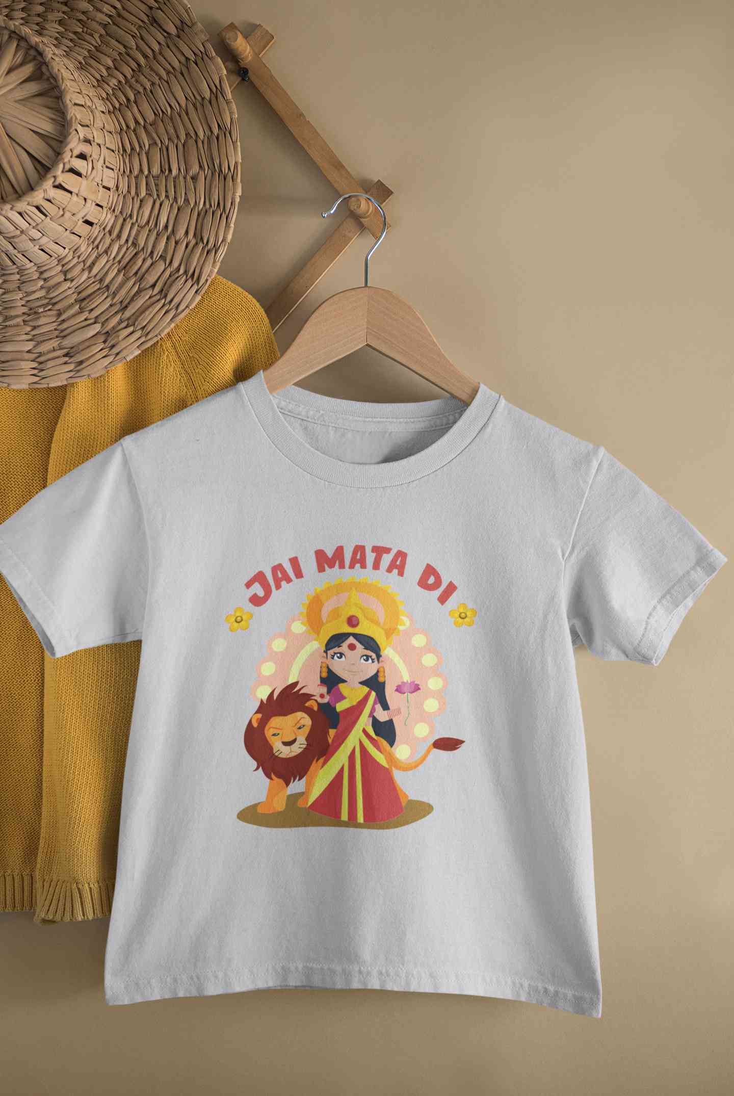 Jai Mata Di Navratri Half Sleeves T-Shirt For Girls -FunkyTeesClub