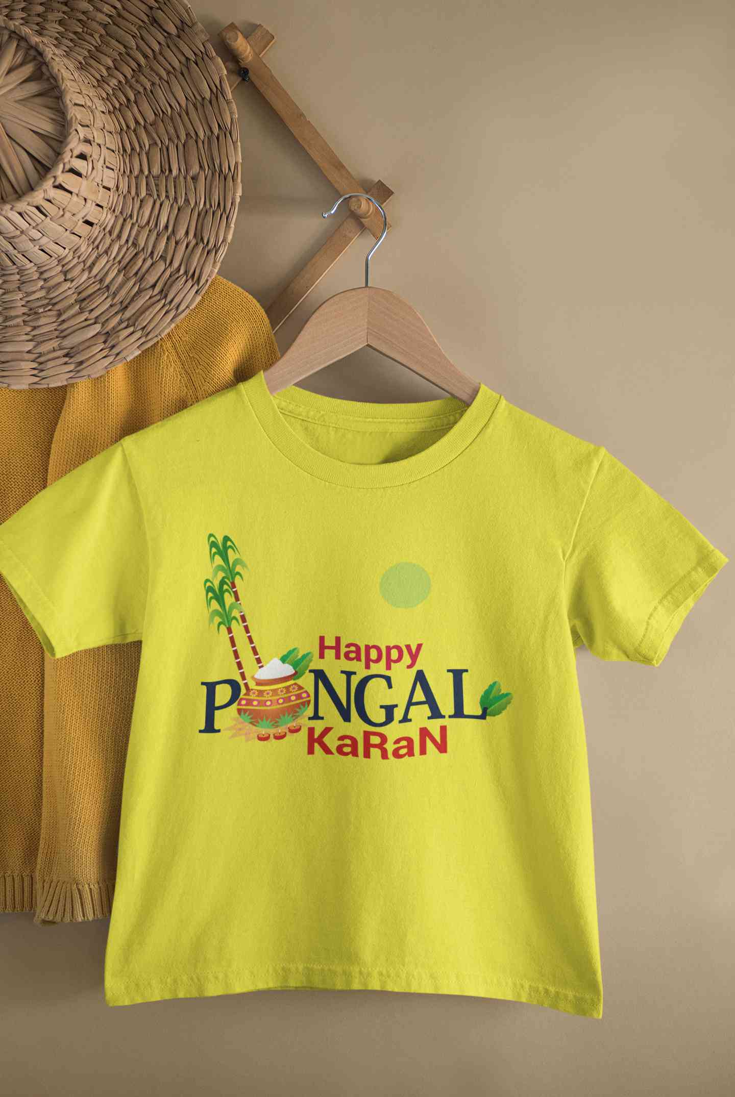 Custom Name Happy Pongal Half Sleeves T-Shirt for Boy-FunkyTeesClub