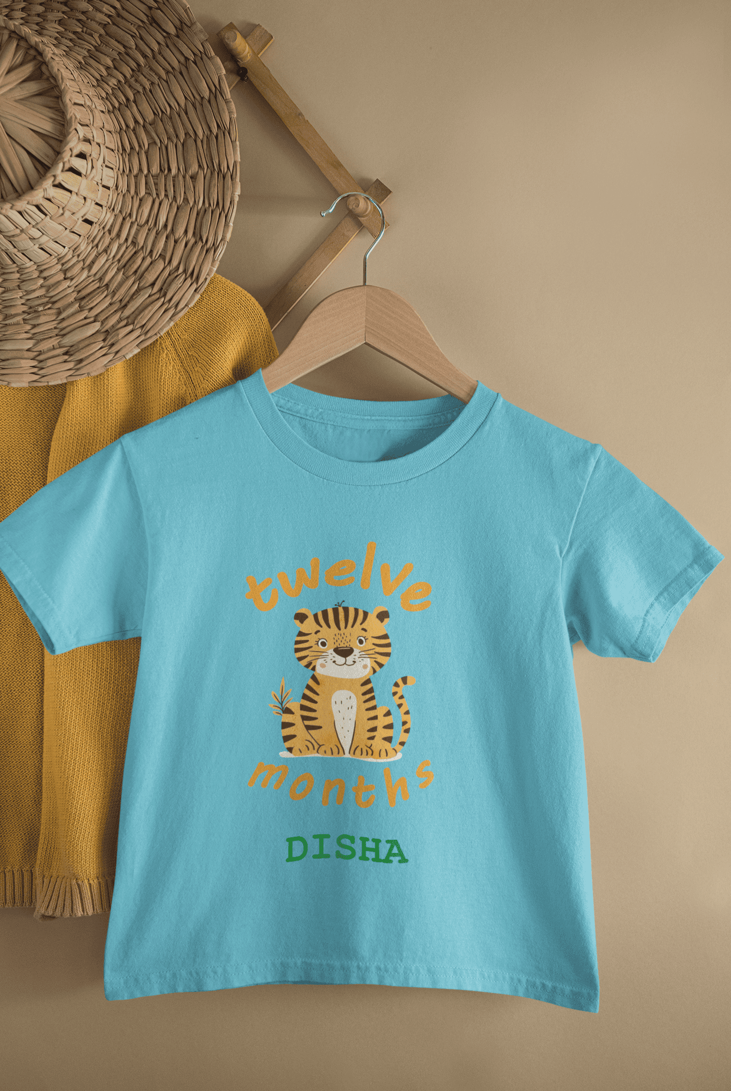 Custom Name Twelve Month Birthday Half Sleeves T-Shirt For Girls -FunkyTeesClub