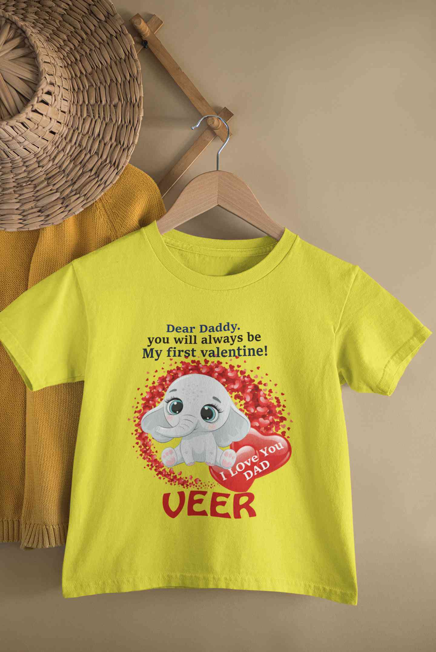 Custom Name Daddy Always Be My First Valentine Half Sleeves T-Shirt for Boy-FunkyTeesClub