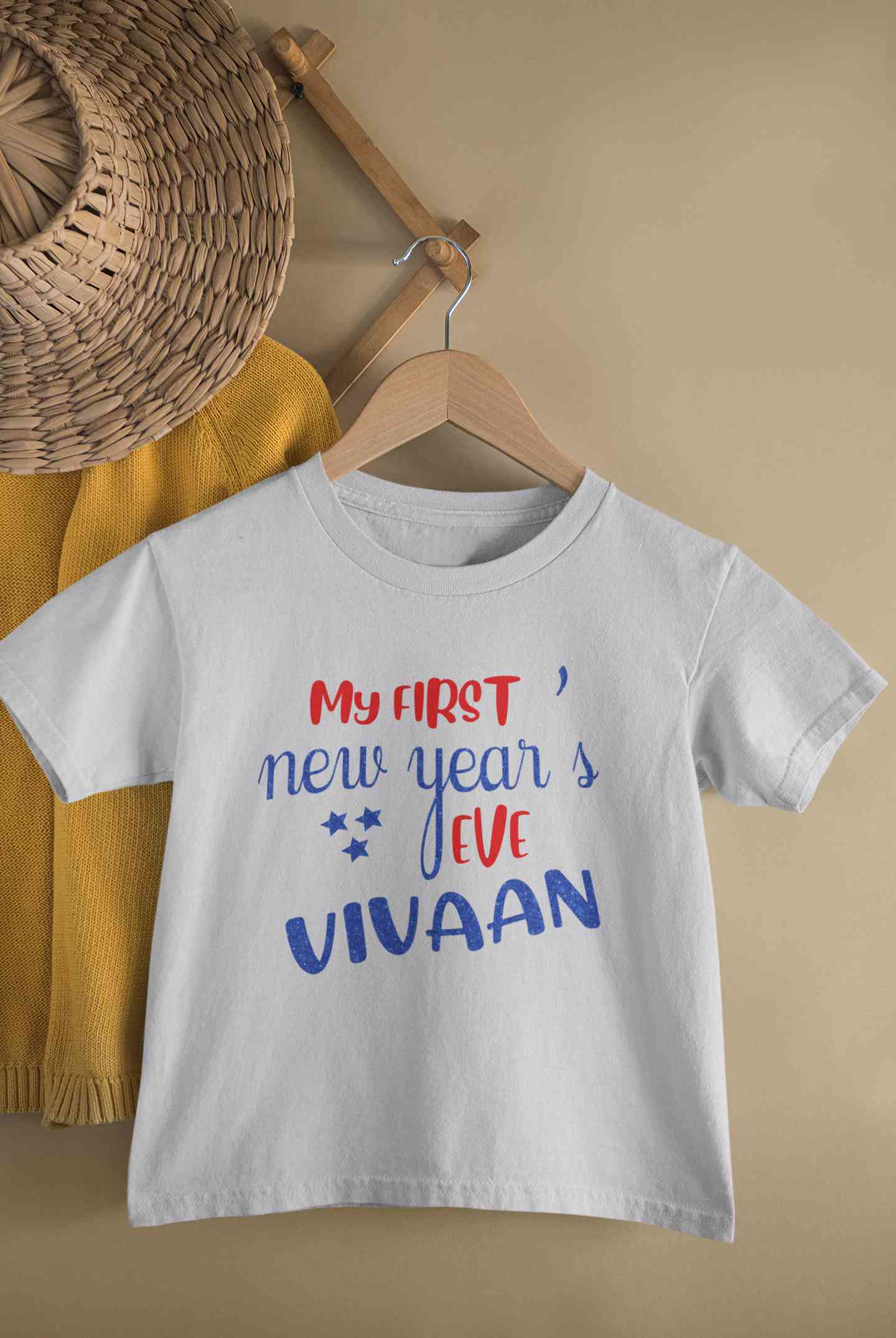 Customized Name My First New Year Half Sleeves T-Shirt for Boy-FunkyTeesClub