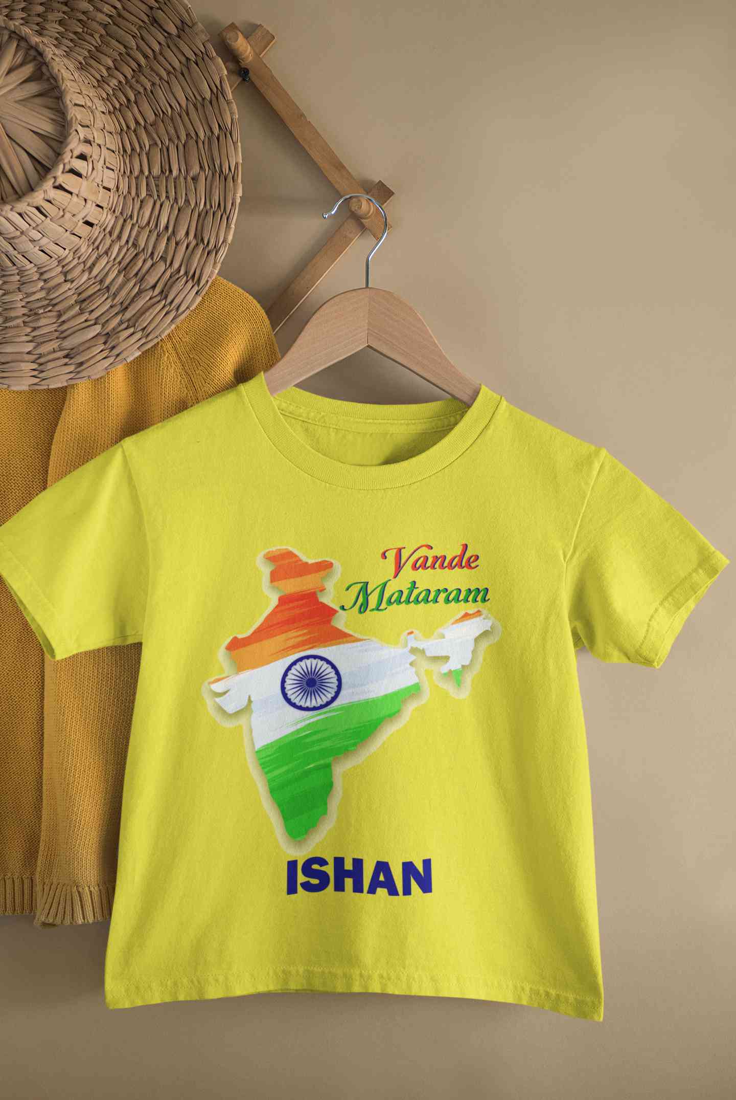 Custom Name Vande Mataram Independence Day Half Sleeves T-Shirt for Boy-FunkyTeesClub