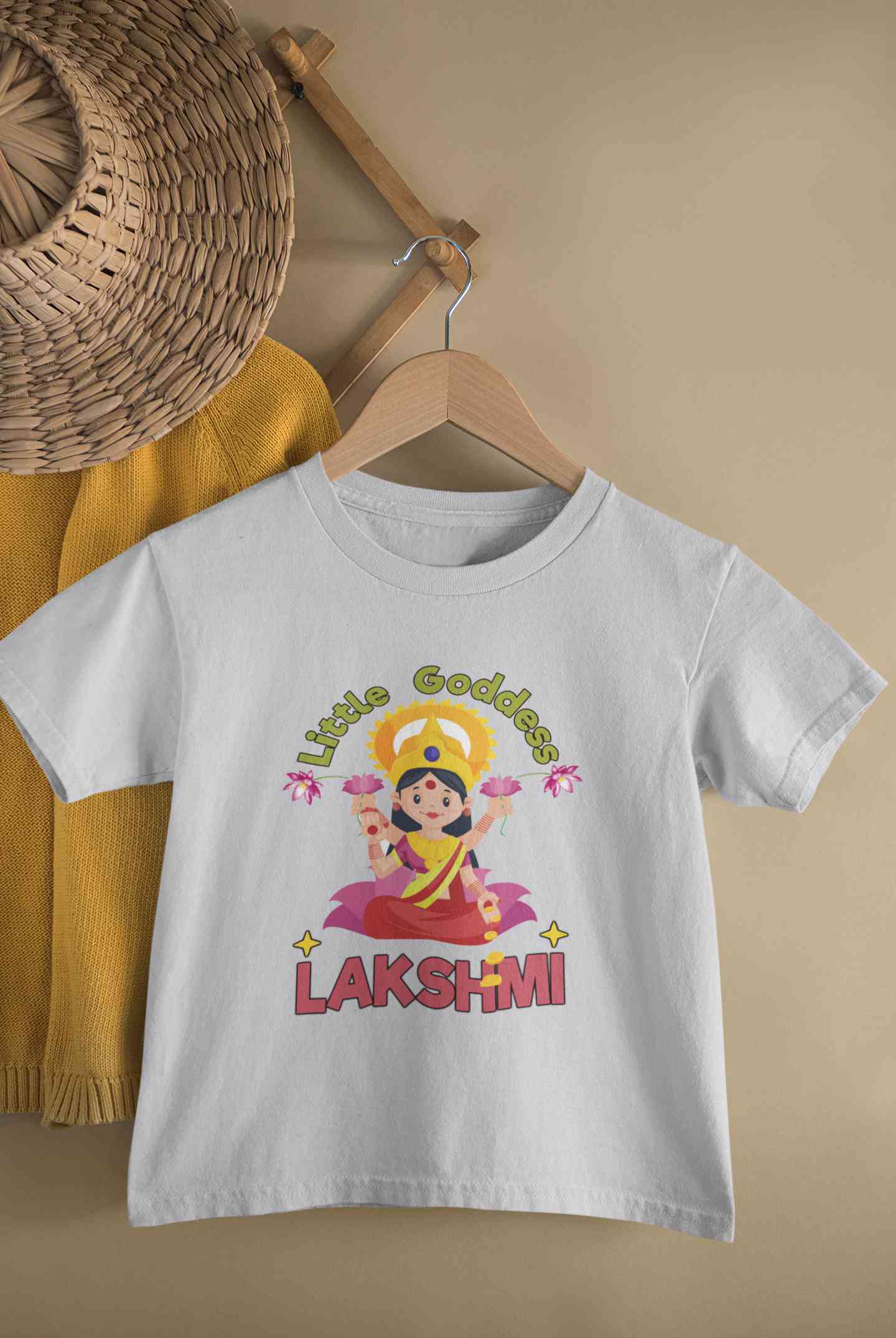 Custom Name Little Goddess Navratri Half Sleeves T-Shirt For Girls -FunkyTeesClub