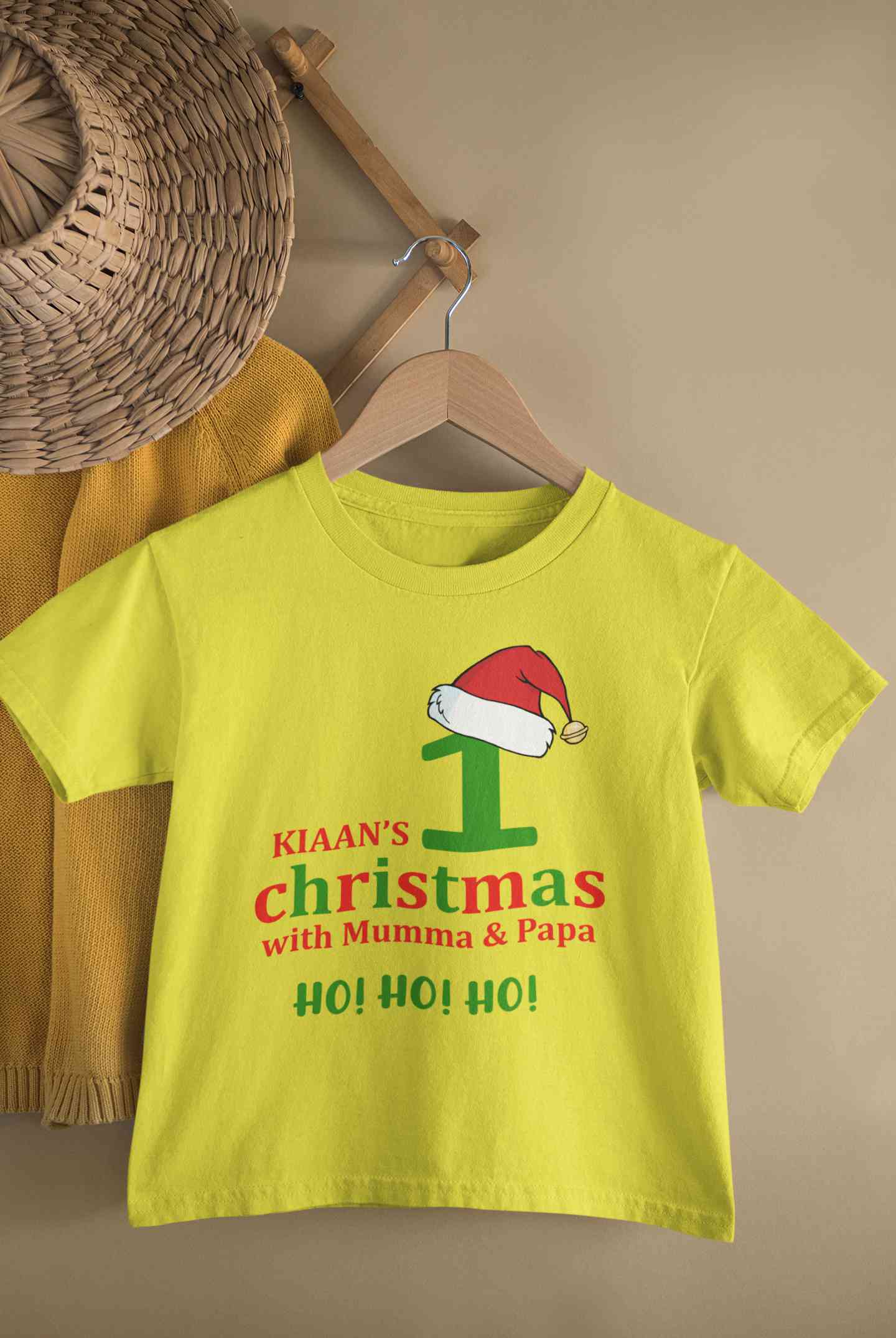 Customized Name 1st Christmas With Mumma & Papa Half Sleeves T-Shirt for Boy-FunkyTeesClub