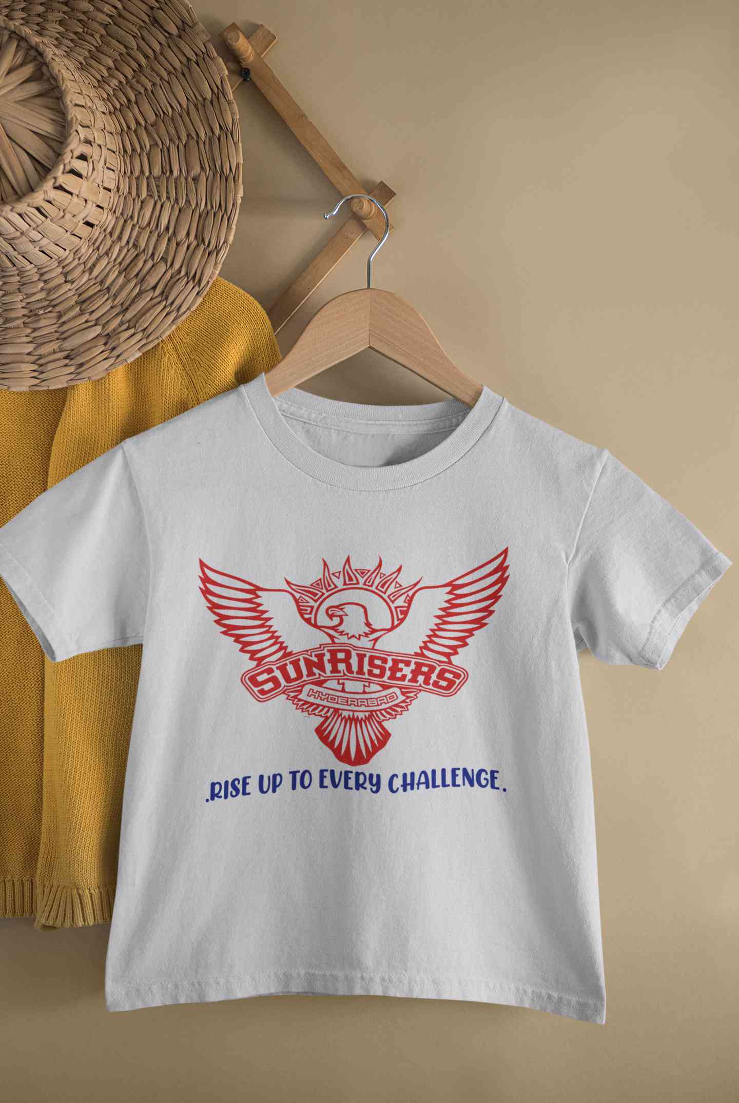 Custom Name IPL SRH Sunrisers Hyderabad Little Fan Half Sleeves T-Shirt for Boy-FunkyTeesClub