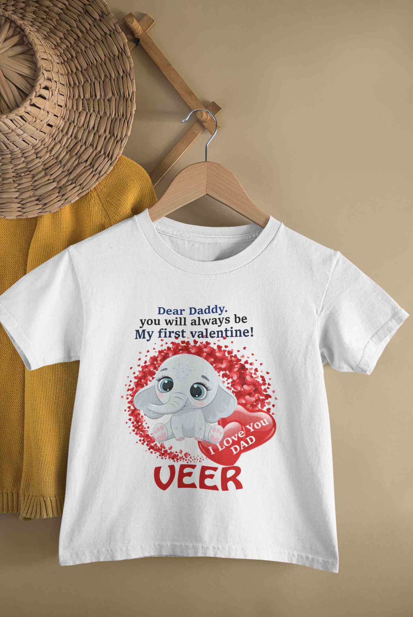 Custom Name Daddy Always Be My First Valentine Half Sleeves T-Shirt for Boy-FunkyTeesClub