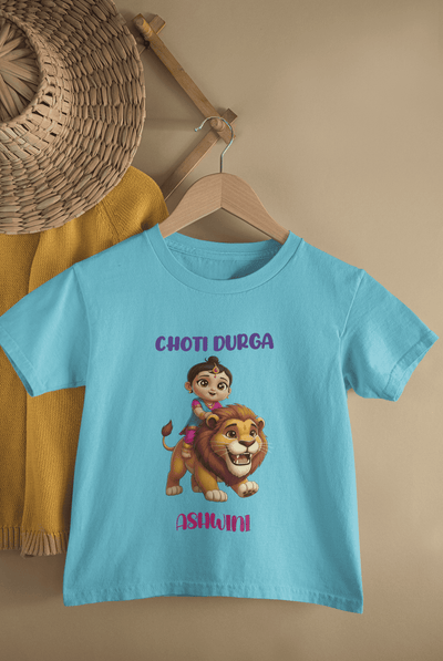 Choti Durga Durga Pooja Half Sleeves T-Shirt For Girls -FunkyTeesClub