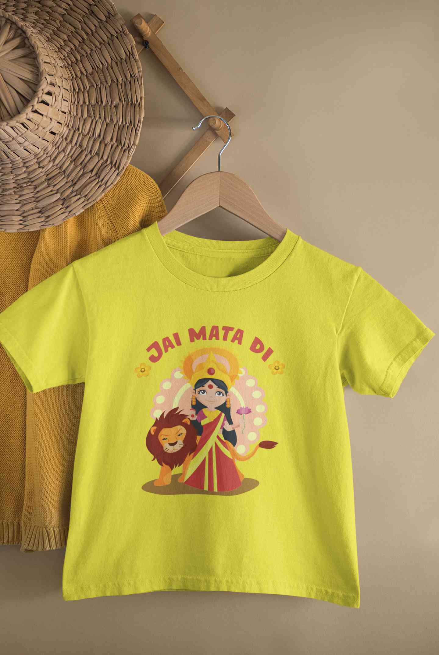 Jai Mata Di Navratri Half Sleeves T-Shirt For Girls -FunkyTeesClub