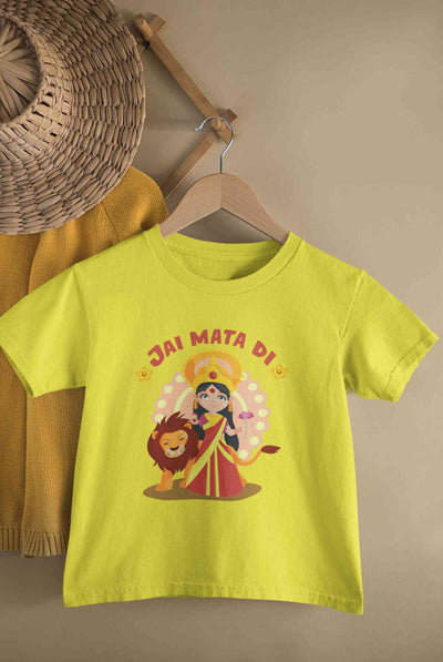 Jai Mata Di Navratri Half Sleeves T-Shirt For Girls -FunkyTeesClub