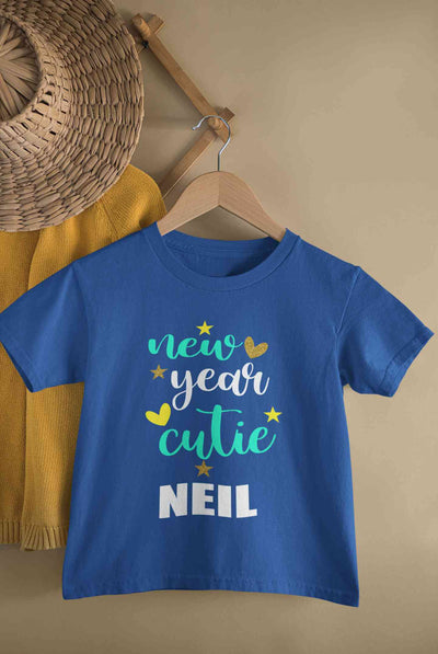 Customized Name New Year Cutie Half Sleeves T-Shirt for Boy-FunkyTeesClub