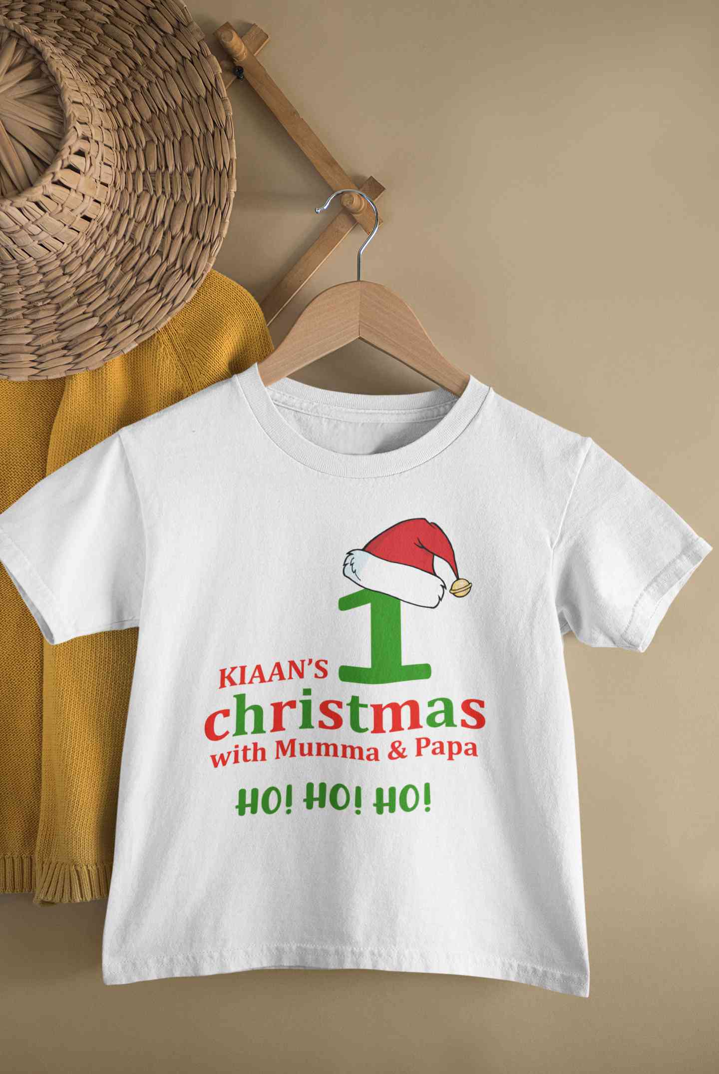 Customized Name 1st Christmas With Mumma & Papa Half Sleeves T-Shirt for Boy-FunkyTeesClub