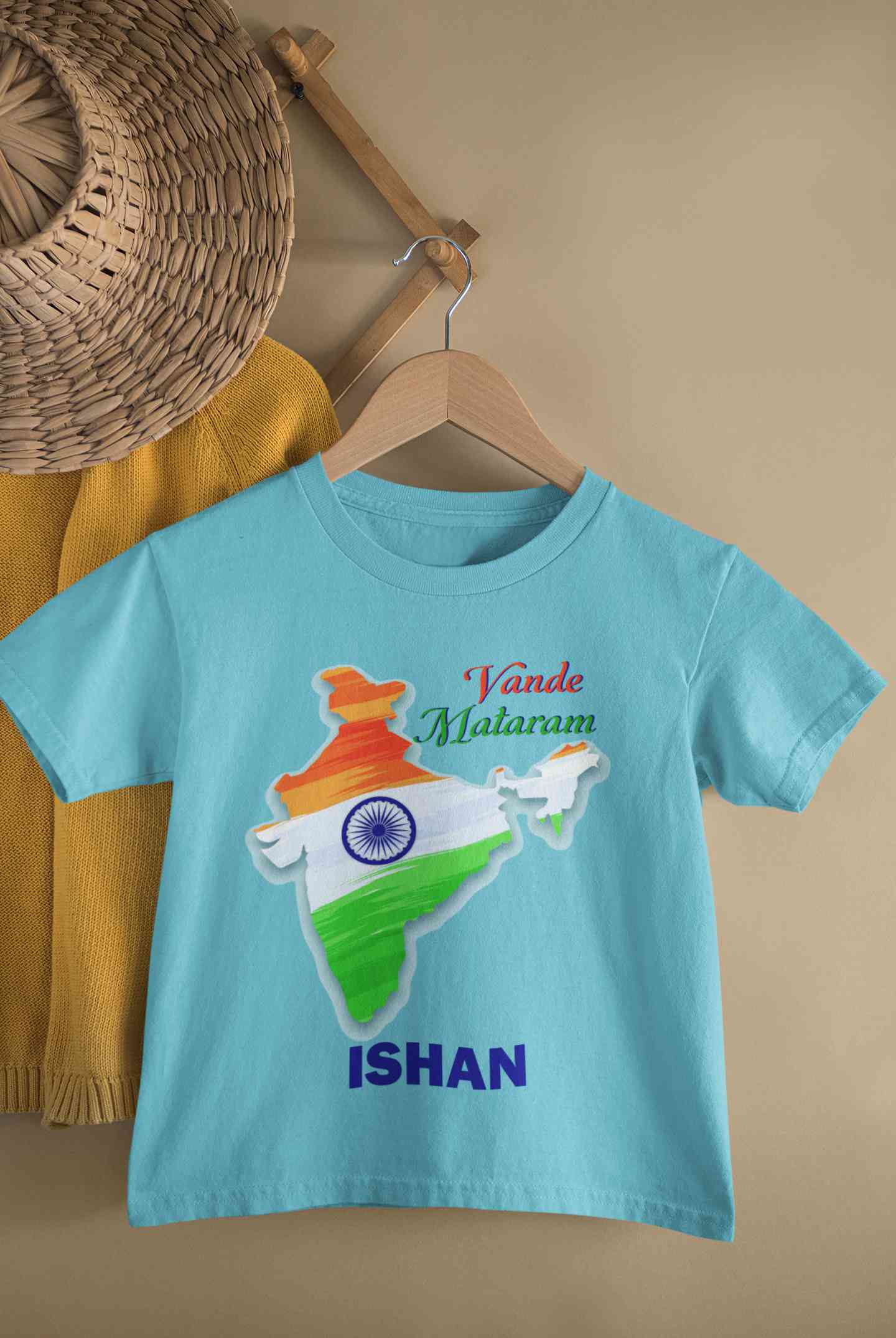 Custom Name Vande Mataram Independence Day Half Sleeves T-Shirt for Boy-FunkyTeesClub