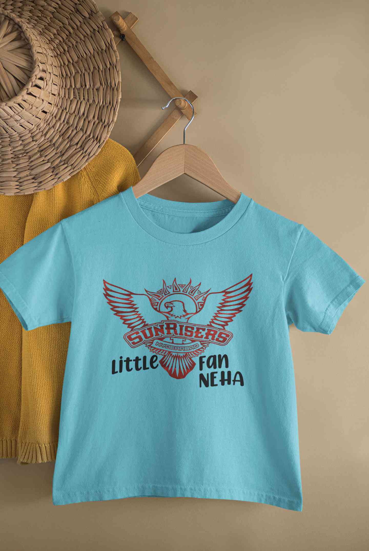 Custom Name IPL SRH Sunrisers Hyderabad Little Fan Half Sleeves T-Shirt For Girls -FunkyTeesClub