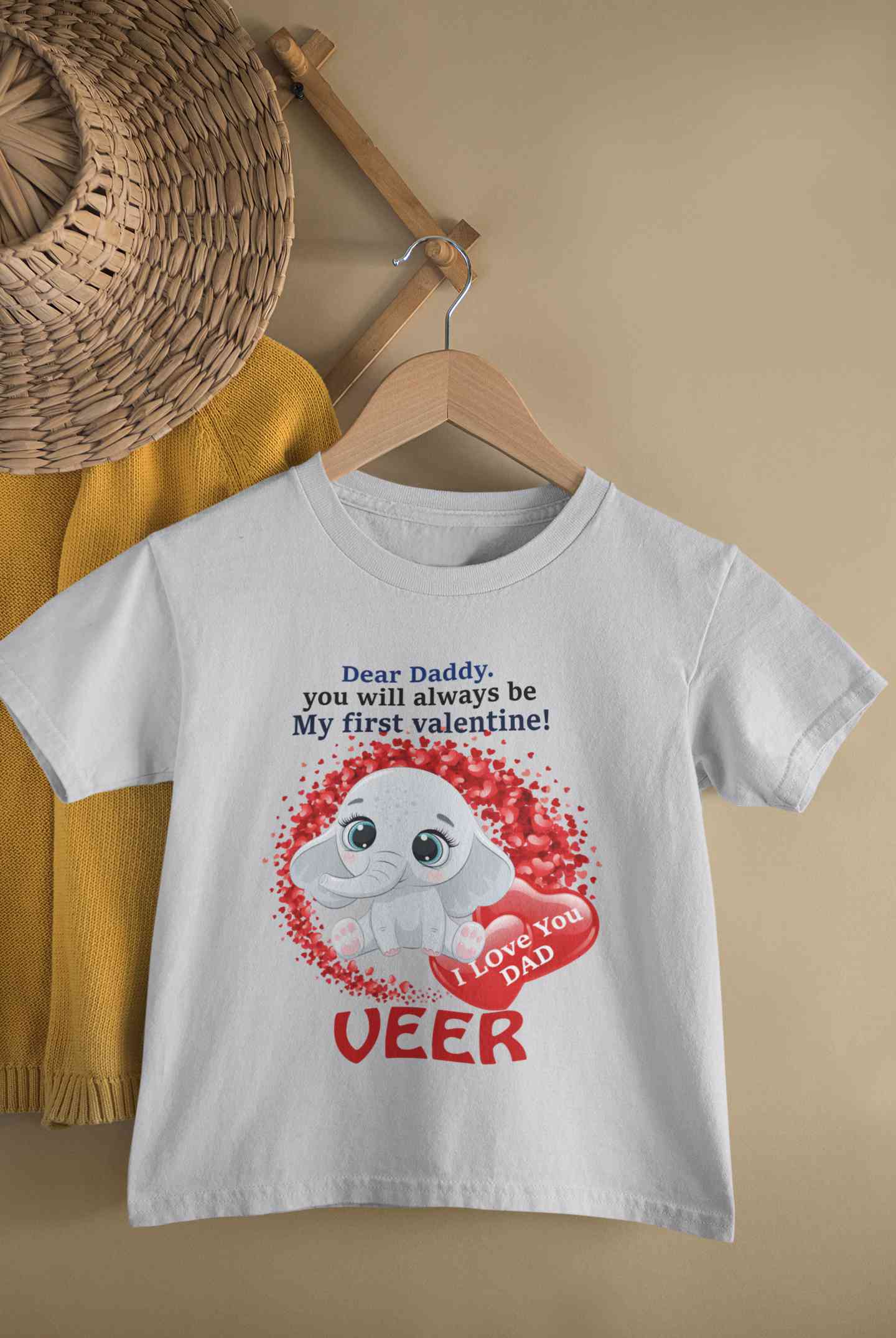 Custom Name Daddy Always Be My First Valentine Half Sleeves T-Shirt for Boy-FunkyTeesClub