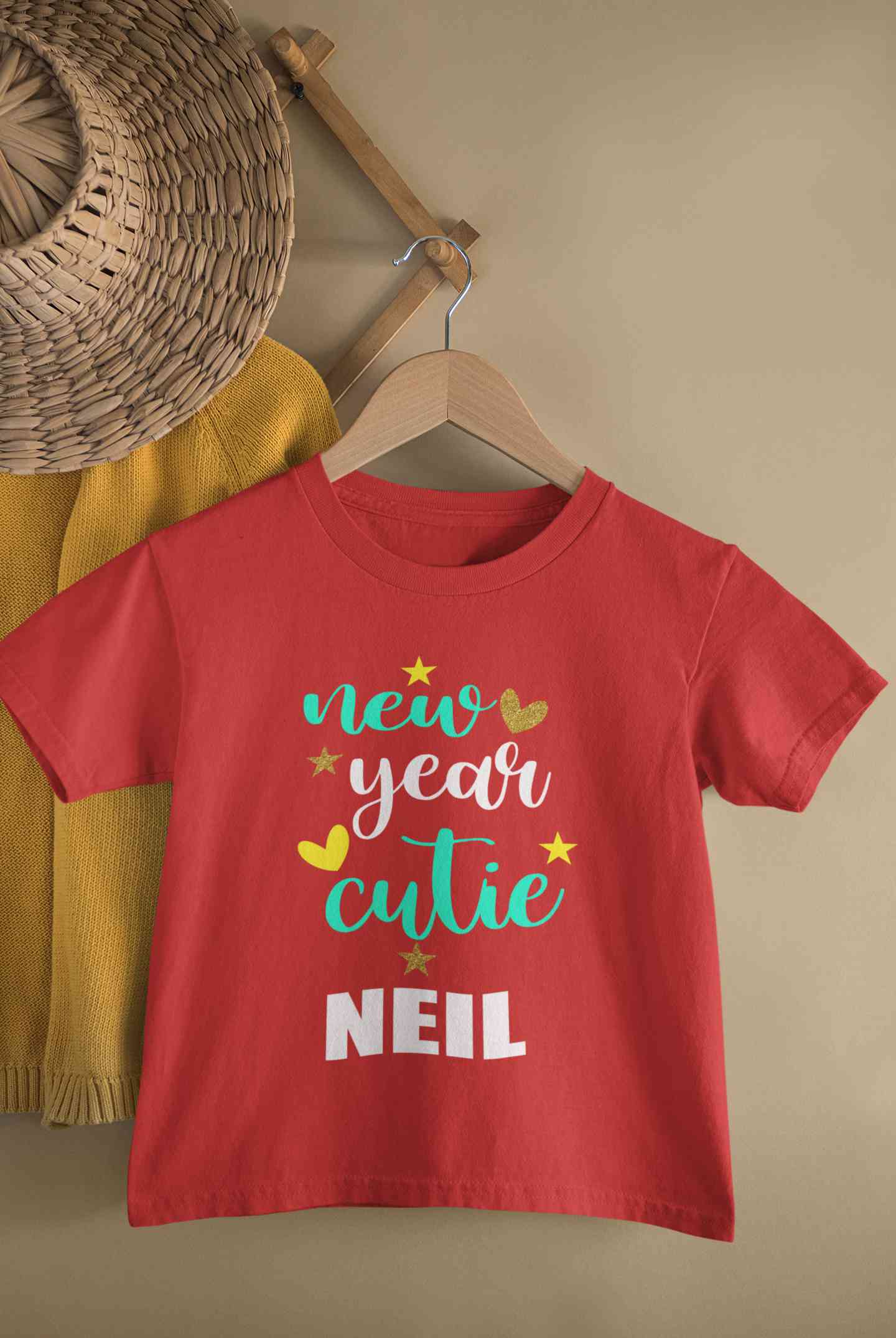 Customized Name New Year Cutie Half Sleeves T-Shirt for Boy-FunkyTeesClub