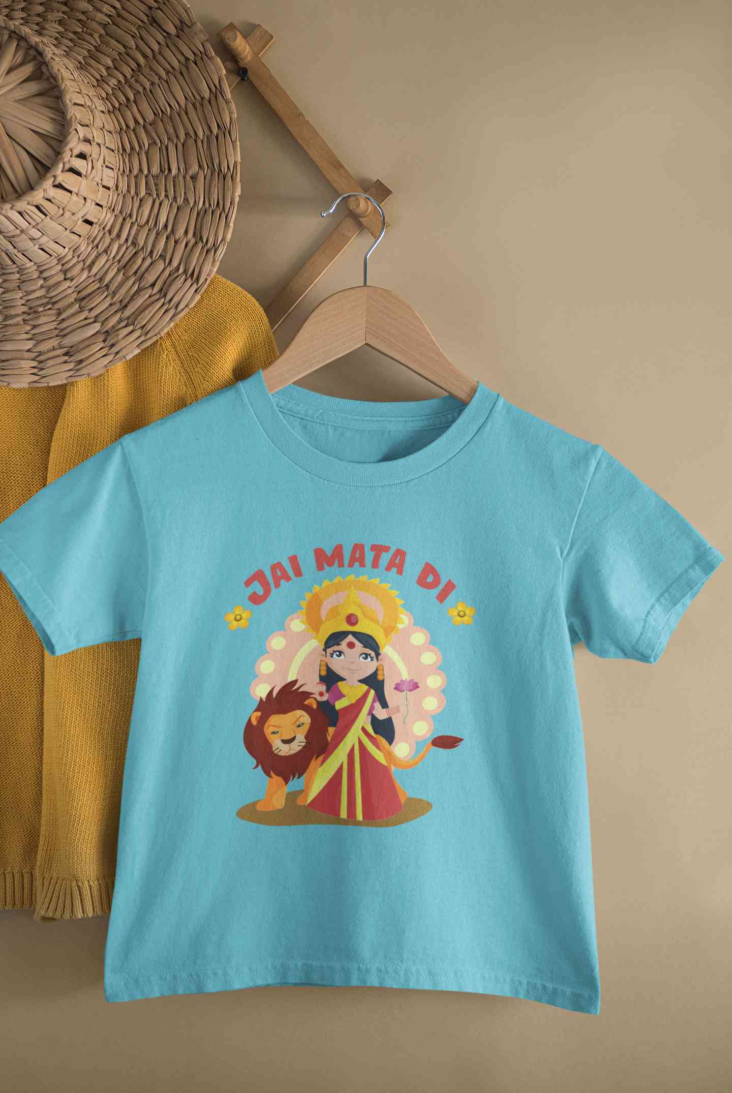 Jai Mata Di Navratri Half Sleeves T-Shirt For Girls -FunkyTeesClub