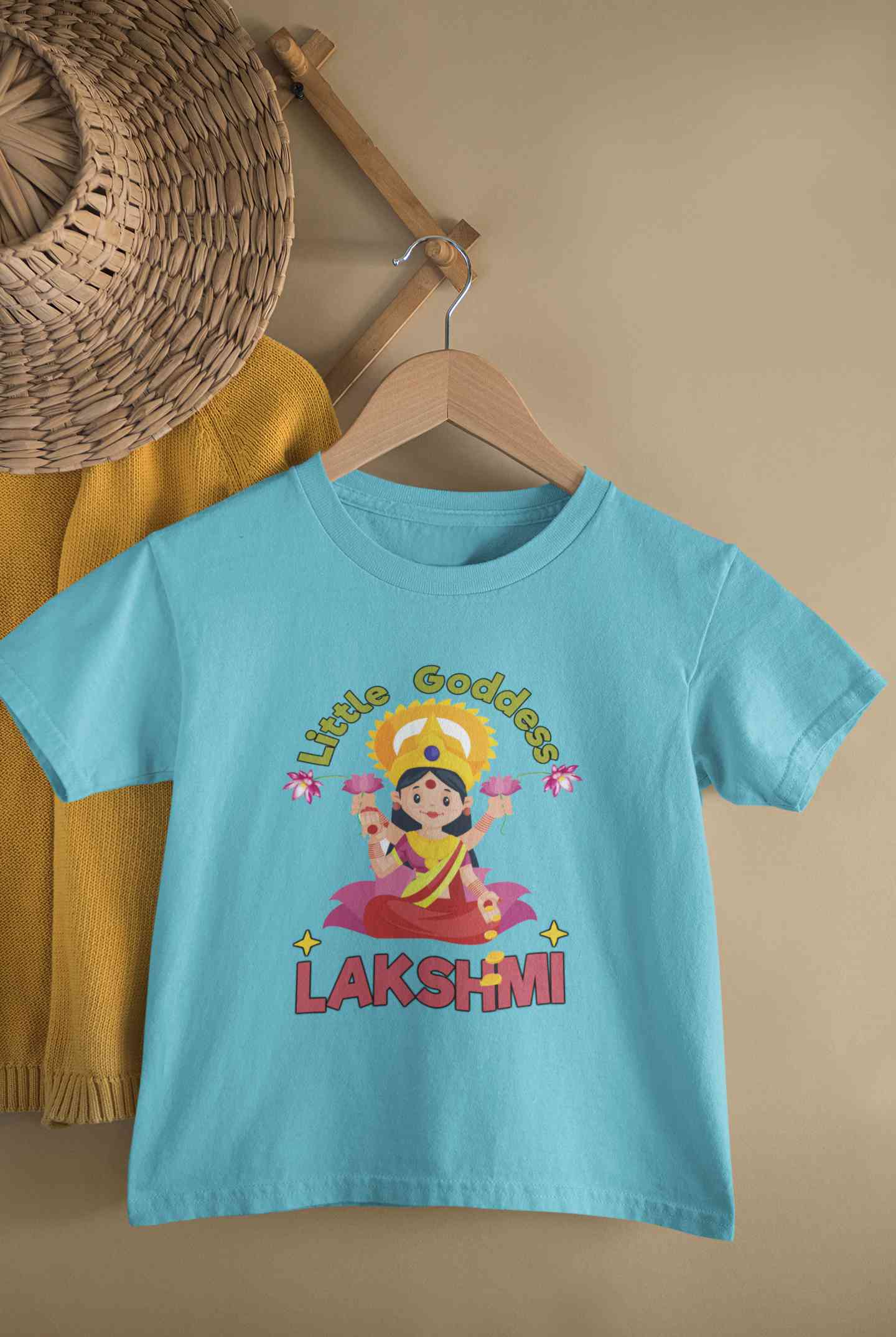 Custom Name Little Goddess Navratri Half Sleeves T-Shirt For Girls -FunkyTeesClub