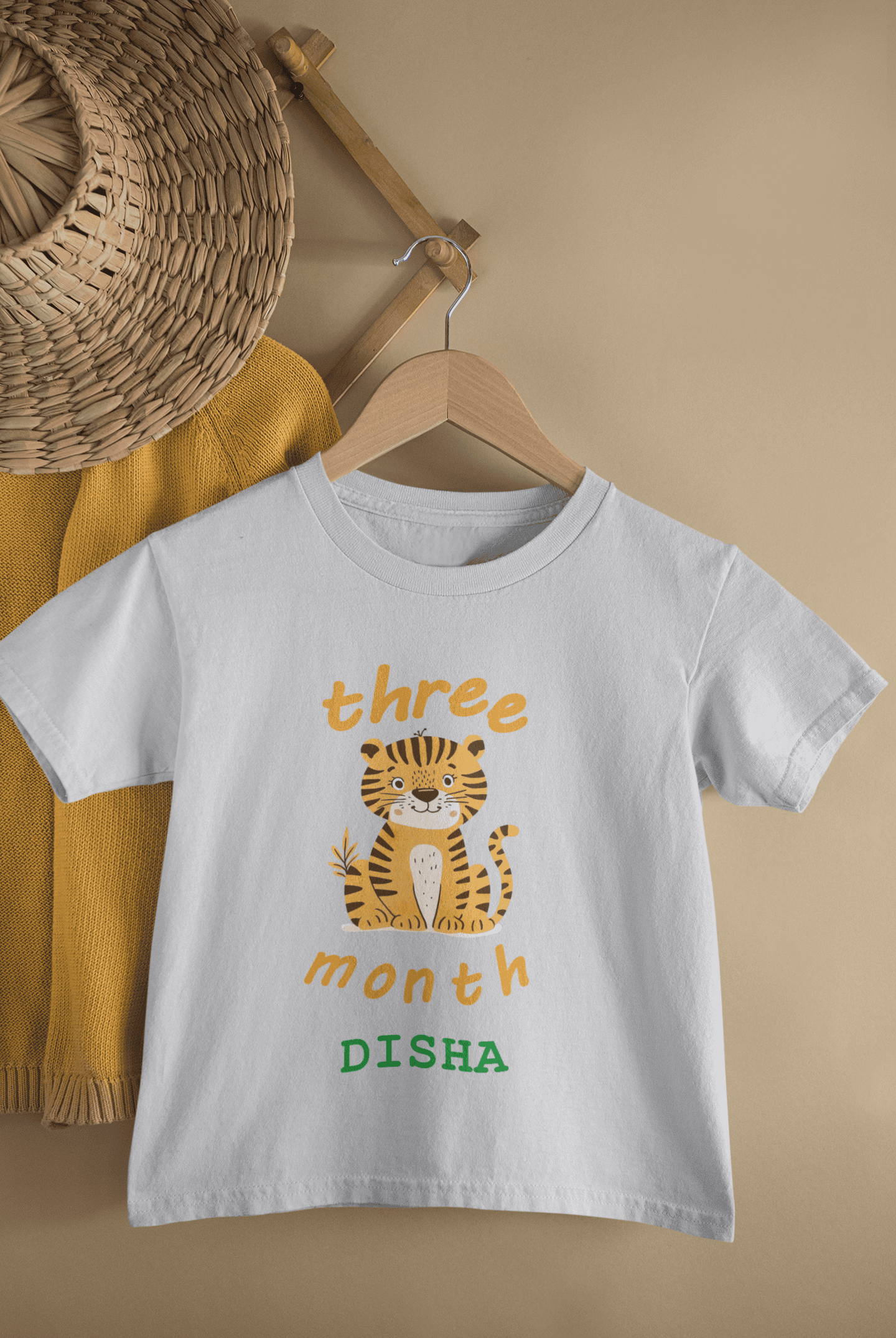 Custom Name Three Month Birthday Half Sleeves T-Shirt For Girls -FunkyTeesClub