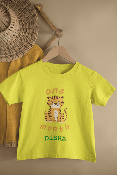 Custom Name One Month Birthday Half Sleeves T-Shirt For Girls -FunkyTeesClub
