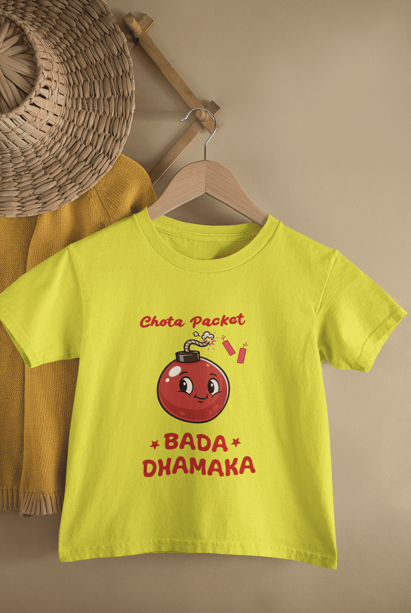 Chota Packet Bada Dhamaka Diwali Half Sleeves T-Shirt For Girls -FunkyTeesClub