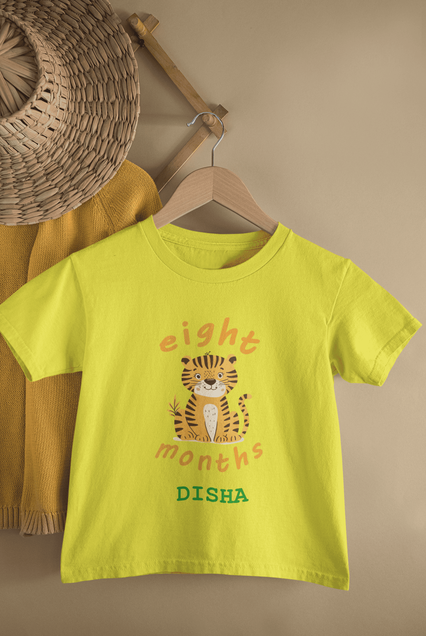 Custom Name Eight Month Birthday Half Sleeves T-Shirt For Girls -FunkyTeesClub