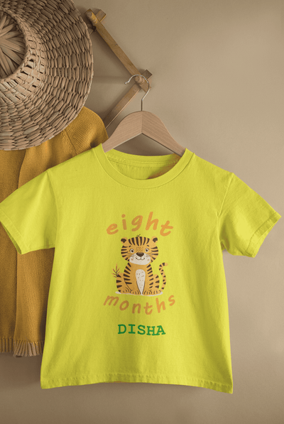 Custom Name Eight Month Birthday Half Sleeves T-Shirt For Girls -FunkyTeesClub